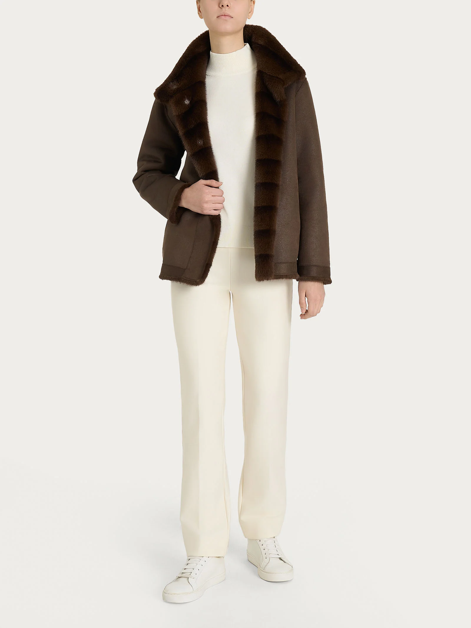 Giacca double-face in Vegan Fur - Fant. Chocolate Torte - Image 7