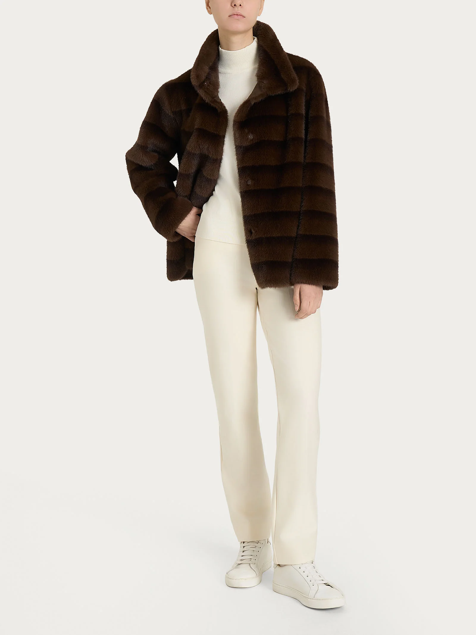 Giacca double-face in Vegan Fur - Fant. Chocolate Torte - Image 8