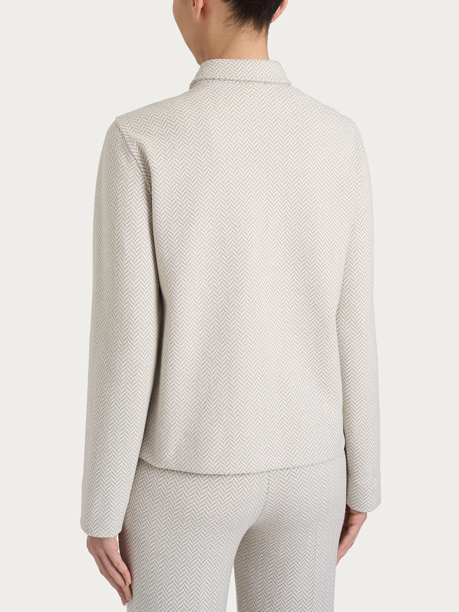 Giacca Shacket con fantasia in Eco Jacquard - Fant.Avorio - Image 2