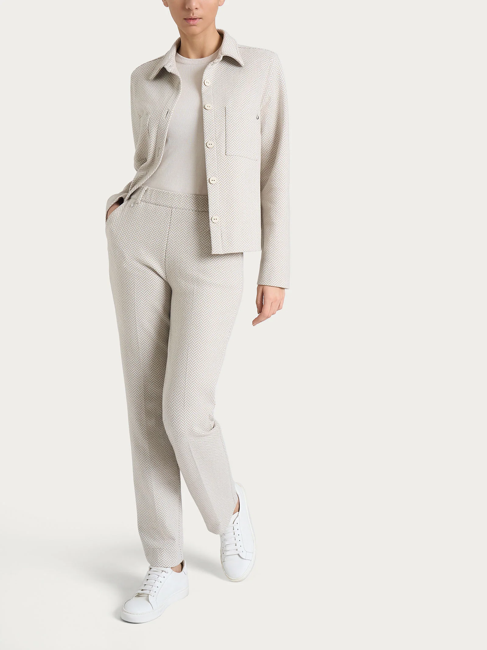 Giacca Shacket con fantasia in Eco Jacquard - Fant.Avorio - Image 4