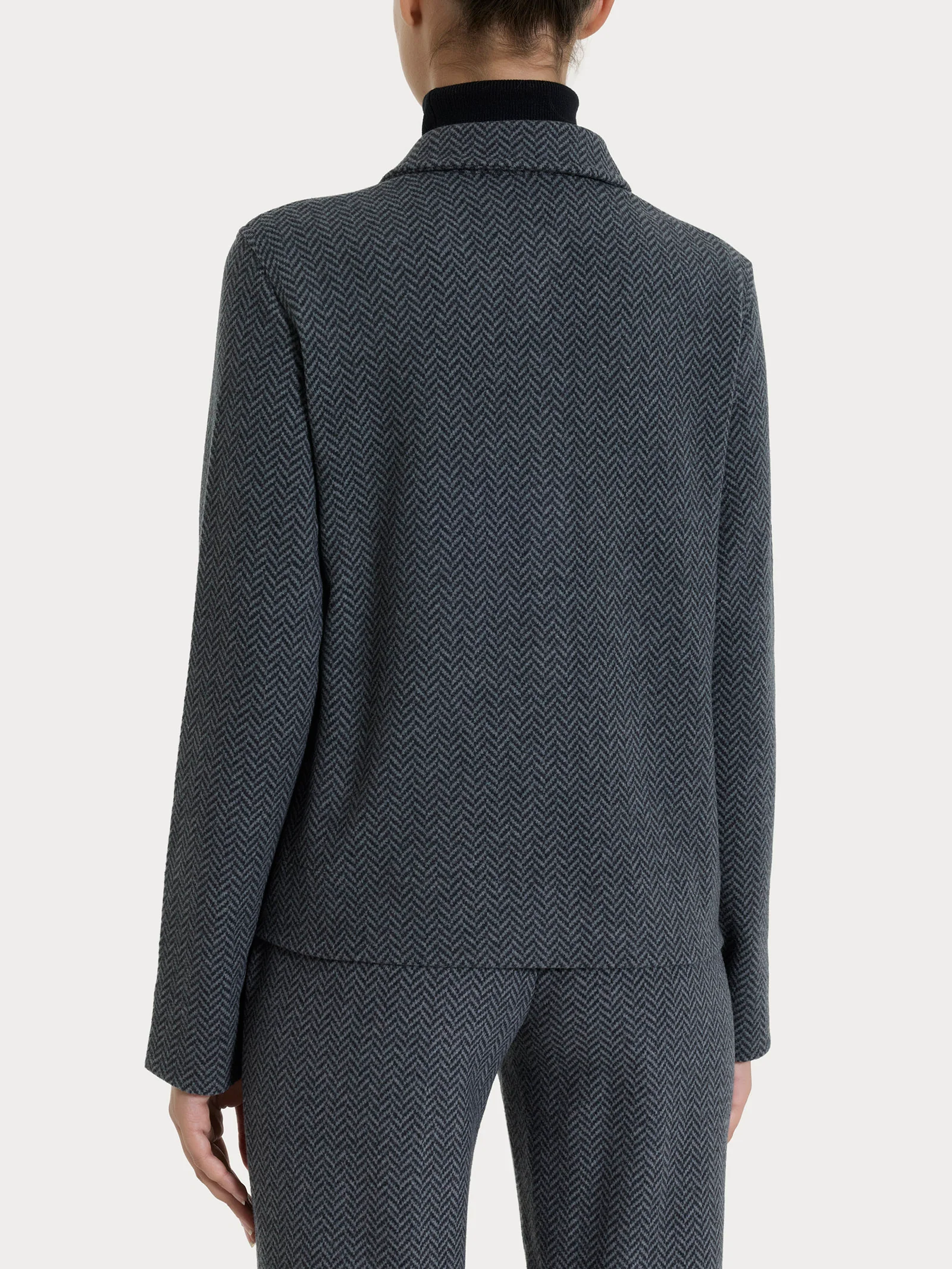Giacca Shacket con fantasia in Eco Jacquard - Fant.Oscuro Mel - Image 2
