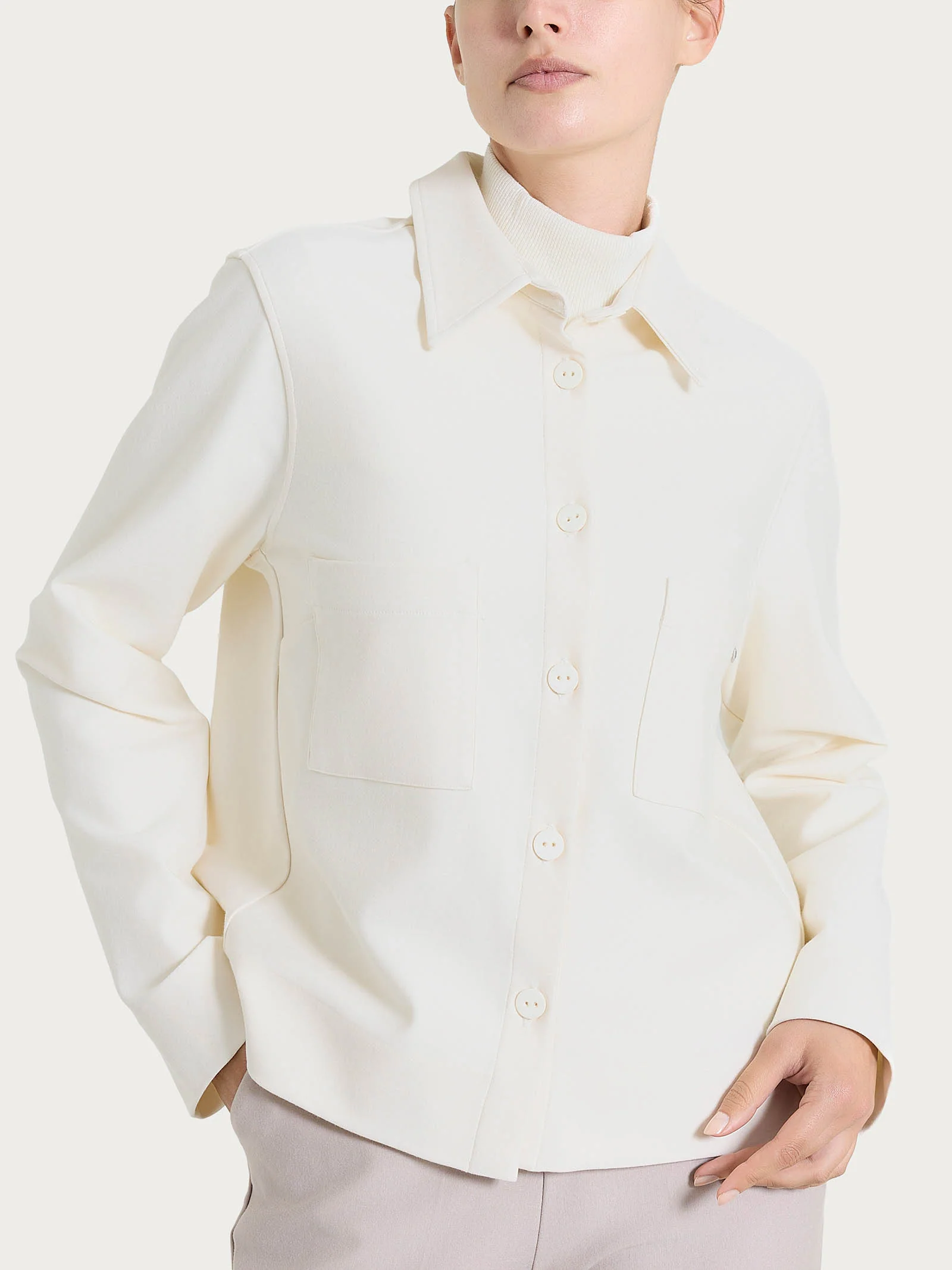 Giacca Shacket in Compact - Avorio