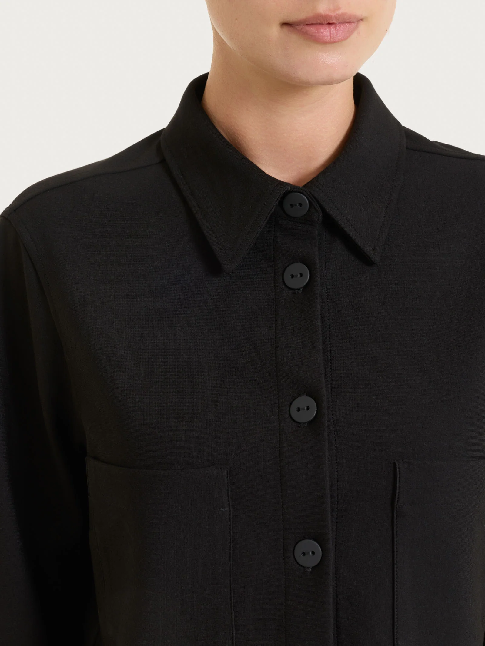Giacca Shacket in Compact - Nero - Image 4