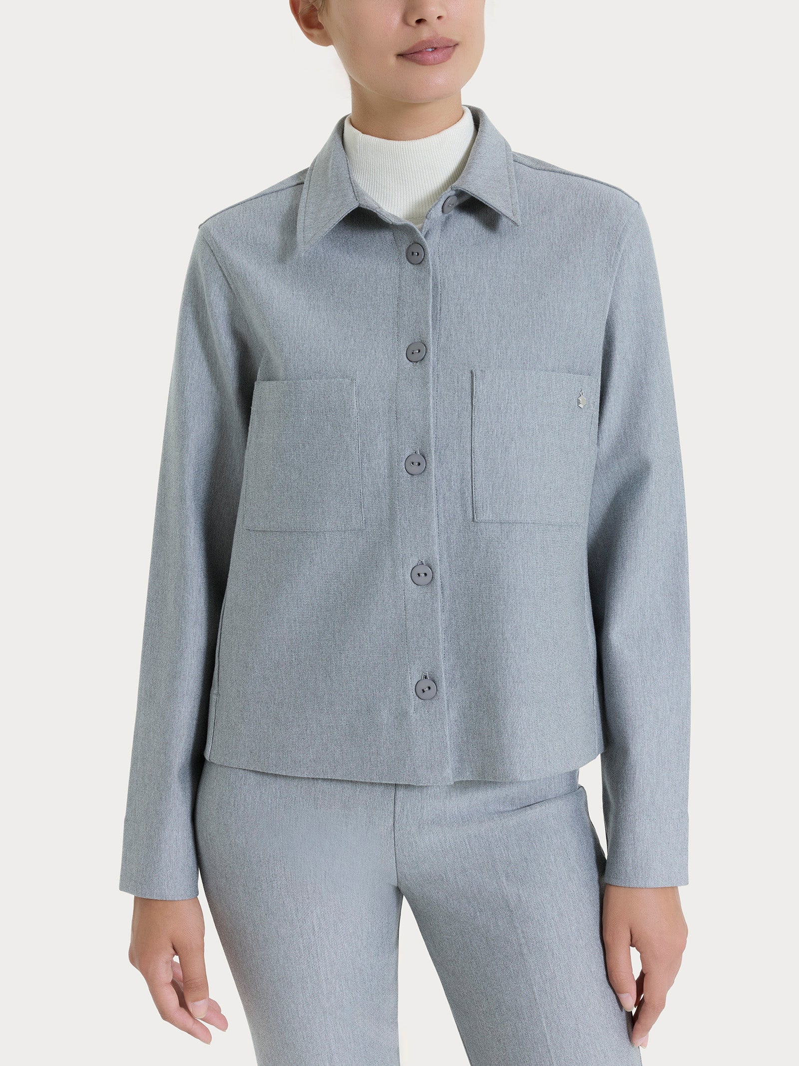 Giacca Shacket in Compact - Grigio Mel.