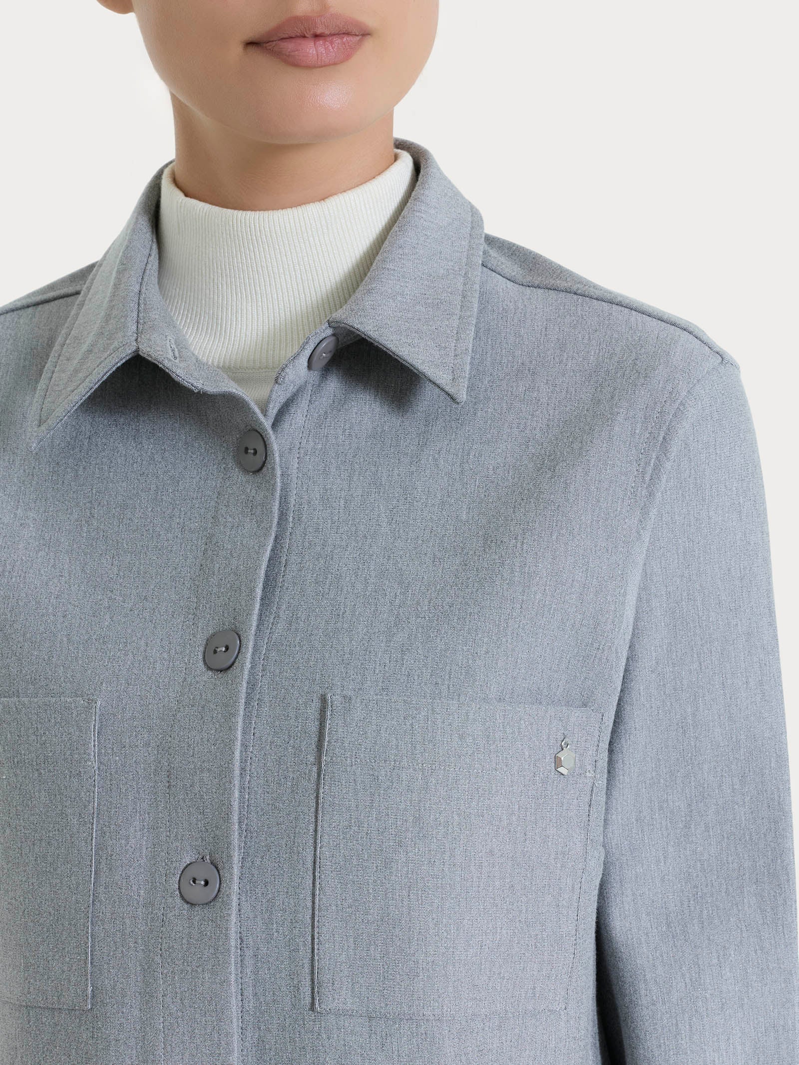 Giacca Shacket in Compact - Grigio Mel. - Image 3