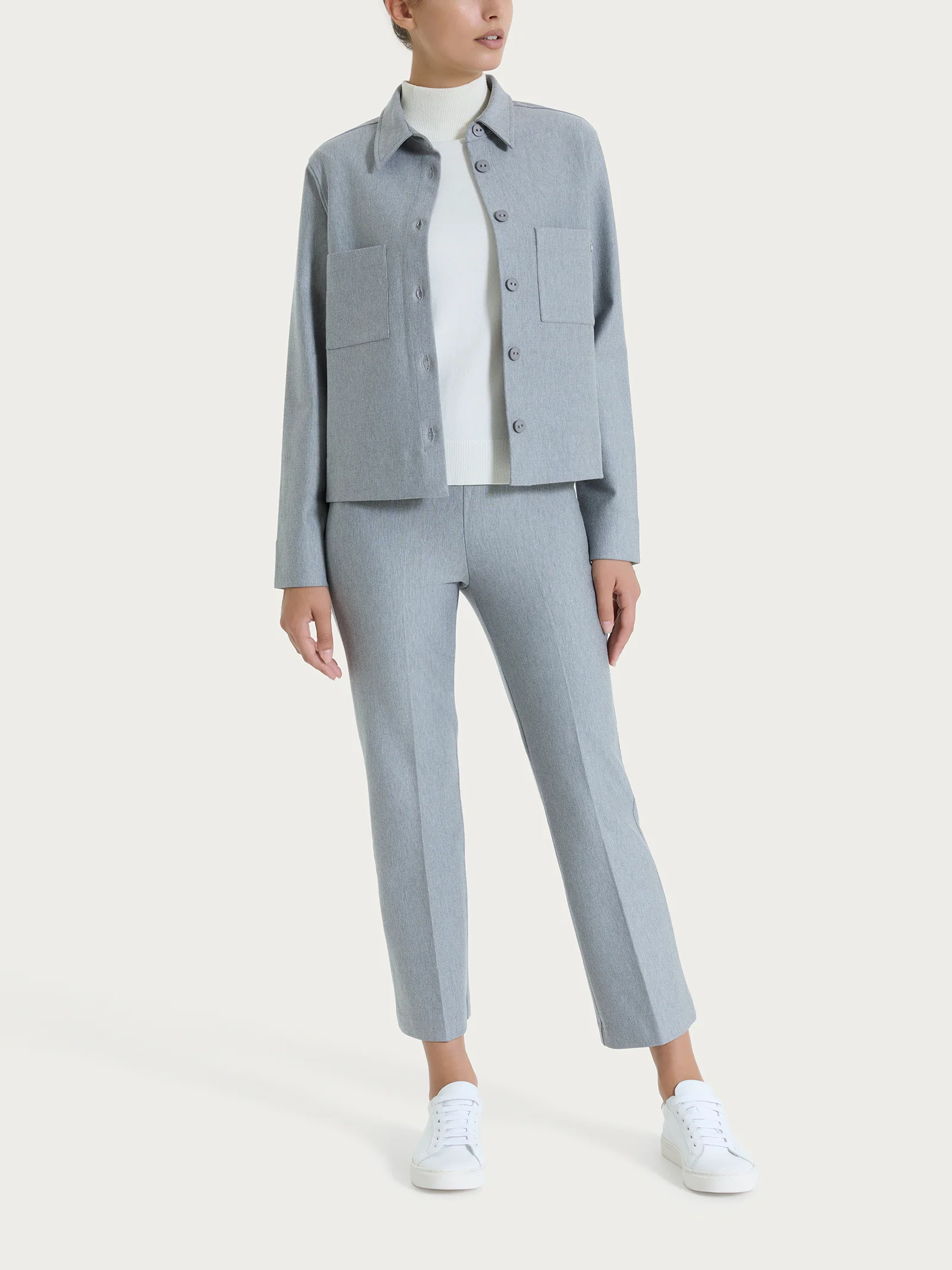 Giacca Shacket in Compact - Grigio Mel. - Image 4