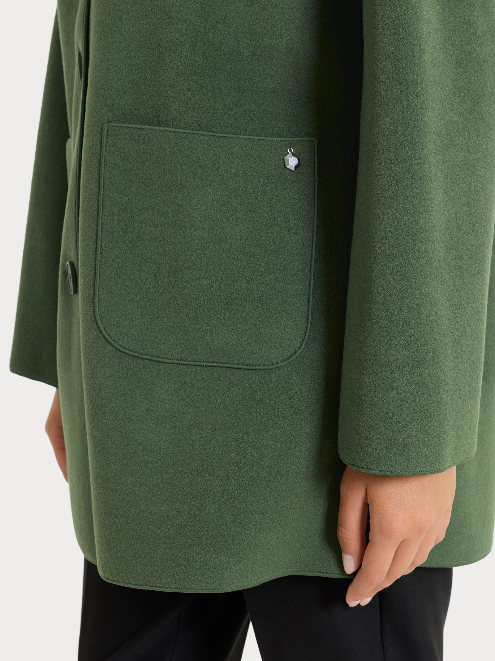 Giaccone con cappuccio in Vegan Wool - Bronze Green - Image 3