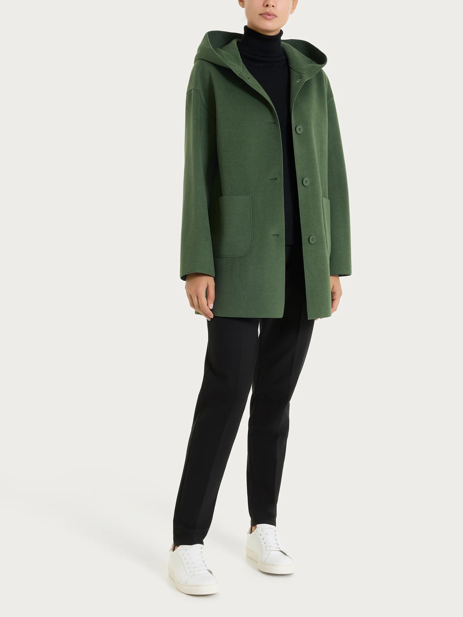 Giaccone con cappuccio in Vegan Wool - Bronze Green - Image 4
