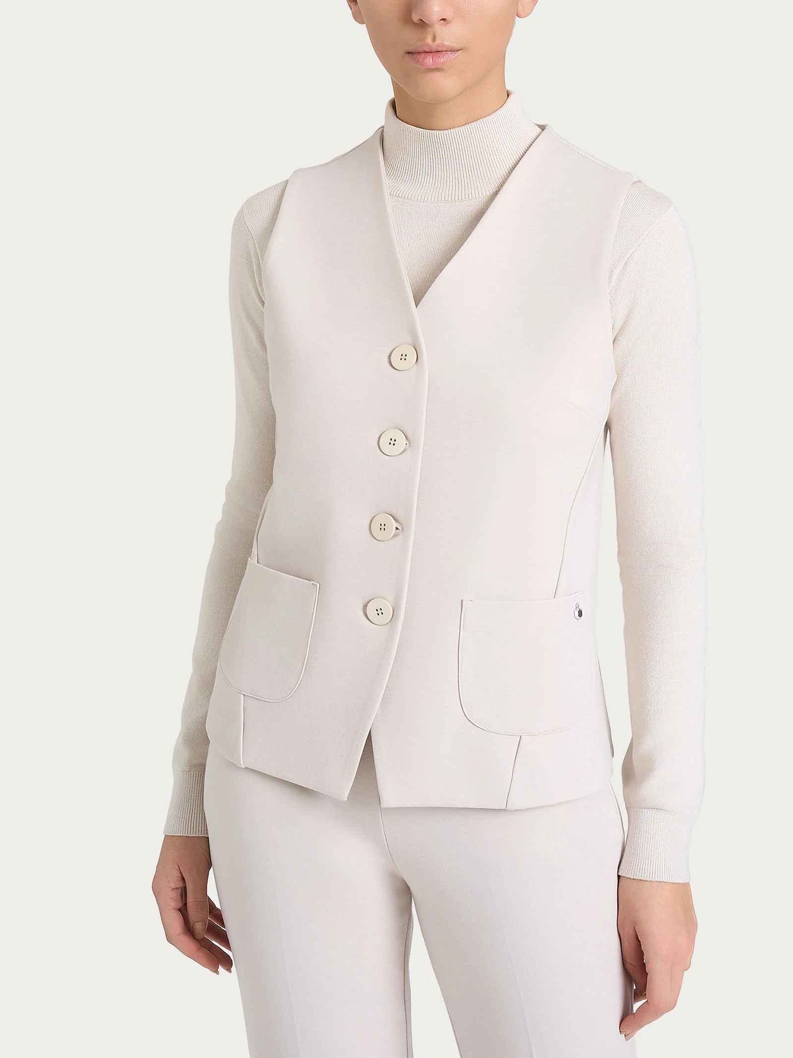 Gilet con quattro bottoni in Cashmere Compact - Champignon