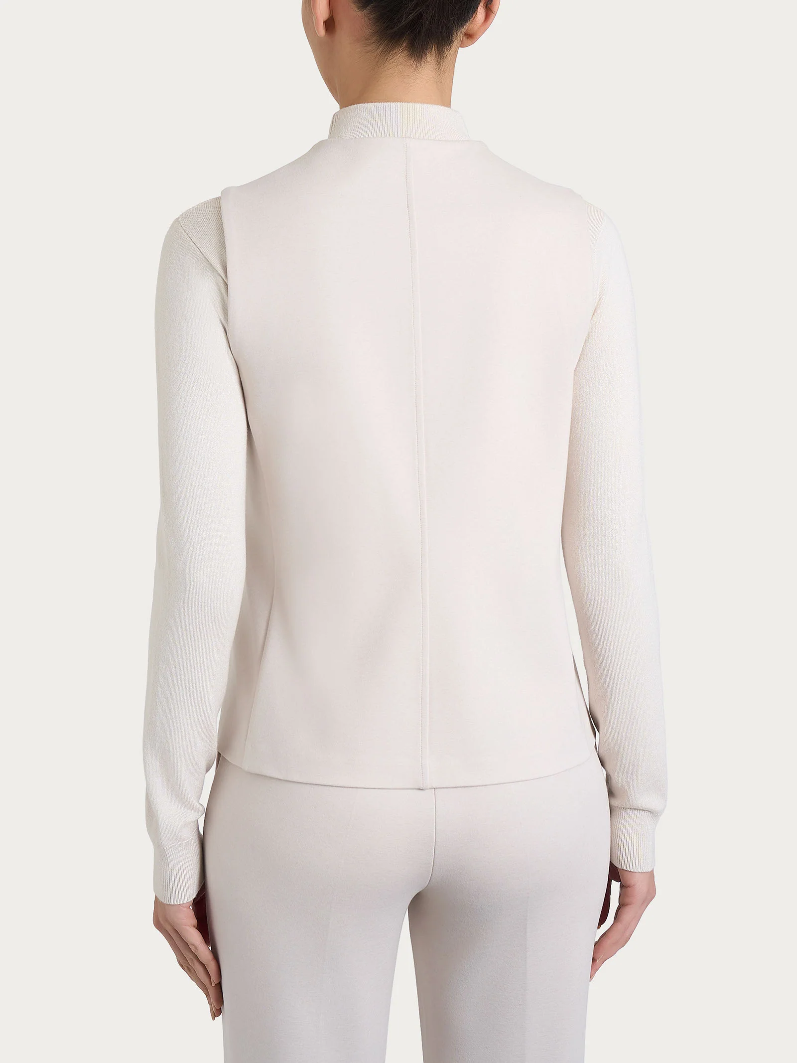 Gilet con quattro bottoni in Cashmere Compact - Champignon - Image 2