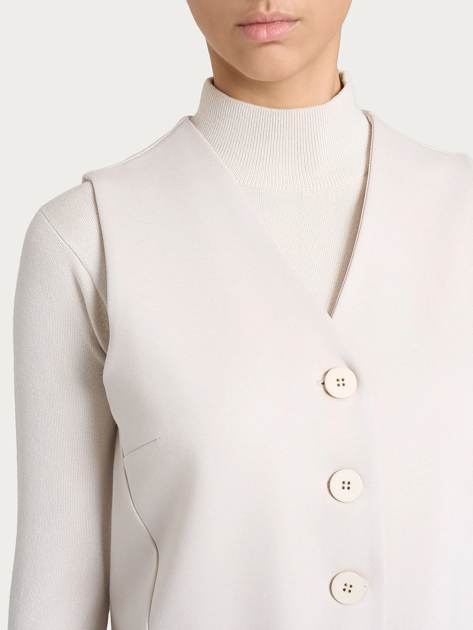 Gilet con quattro bottoni in Cashmere Compact - Champignon - Image 3