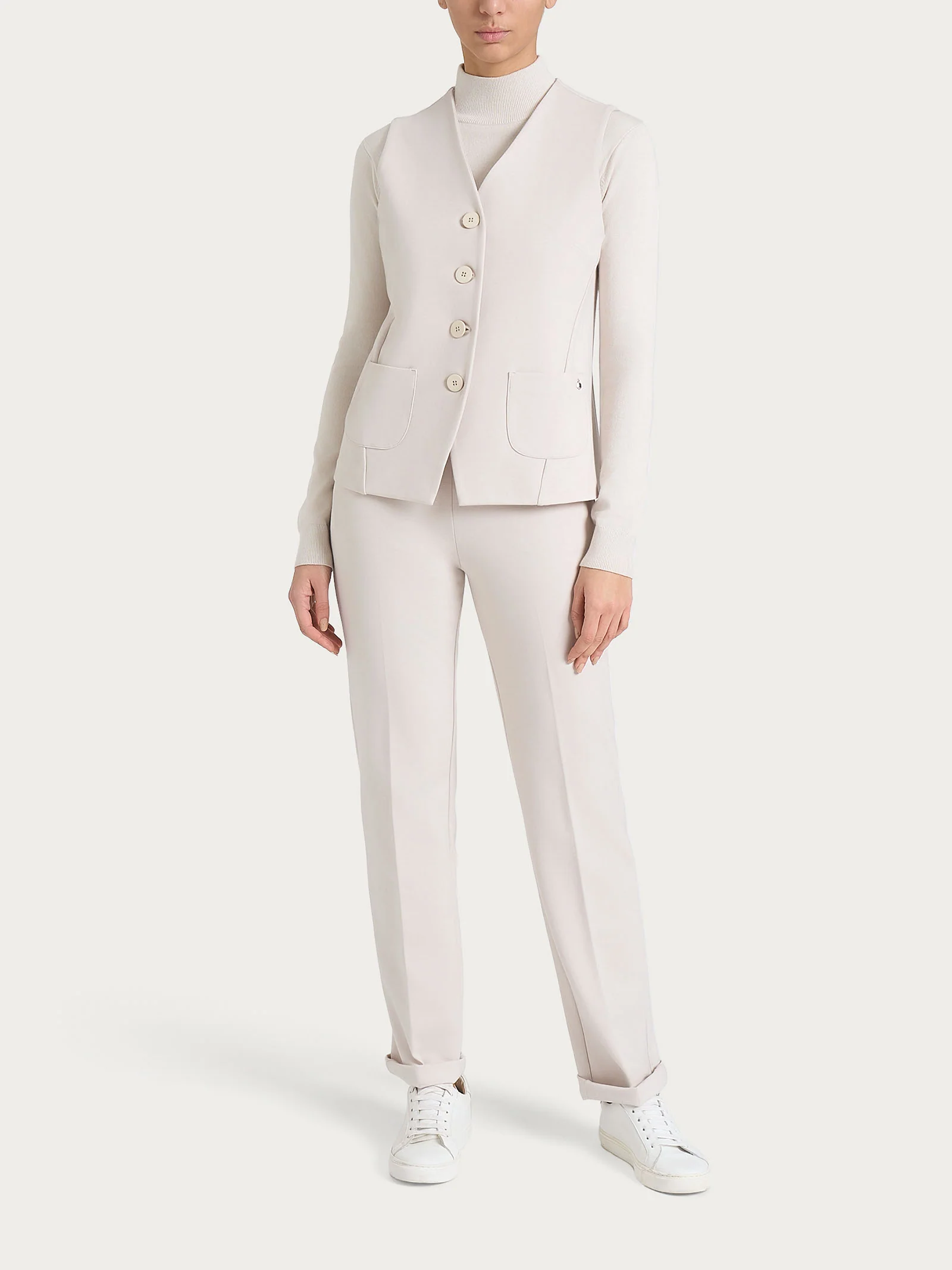 Gilet con quattro bottoni in Cashmere Compact - Champignon - Image 4