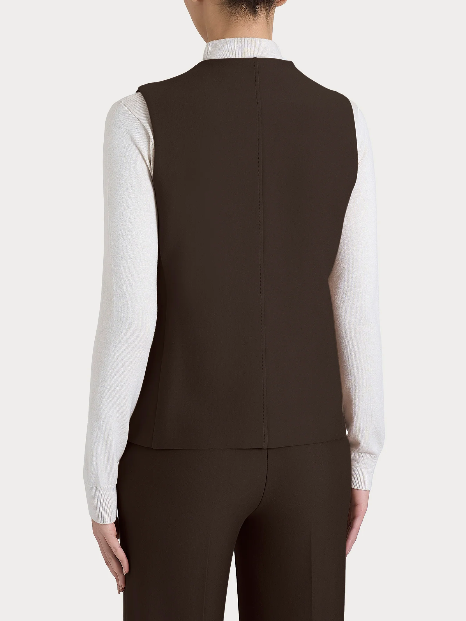 Gilet con quattro bottoni in Compact - Chocolate Torte - Image 2