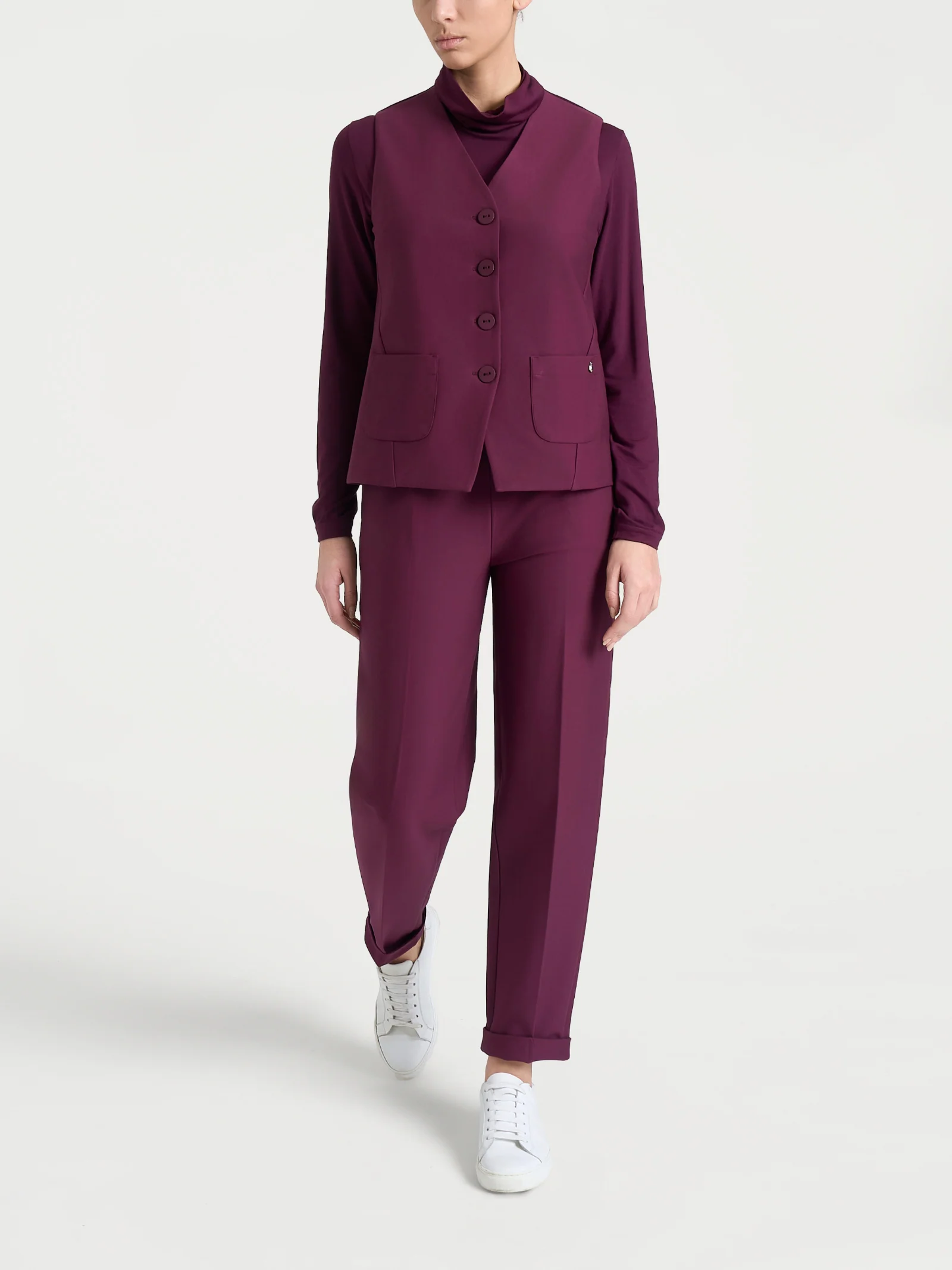 Gilet con quattro bottoni in Compact - Fig - Image 5
