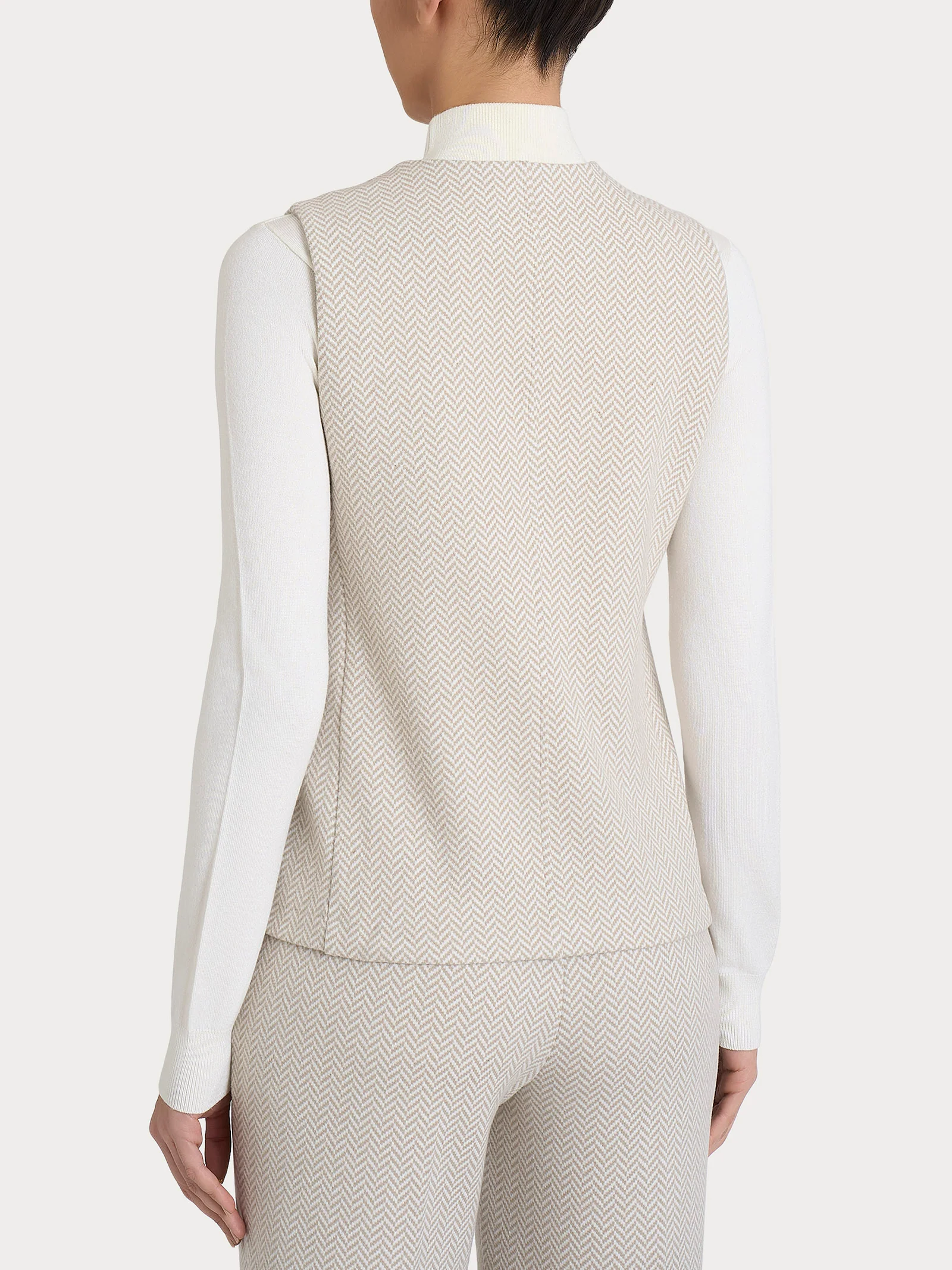 Gilet con quattro bottoni in Eco Jacquard - Fant.Avorio - Image 2