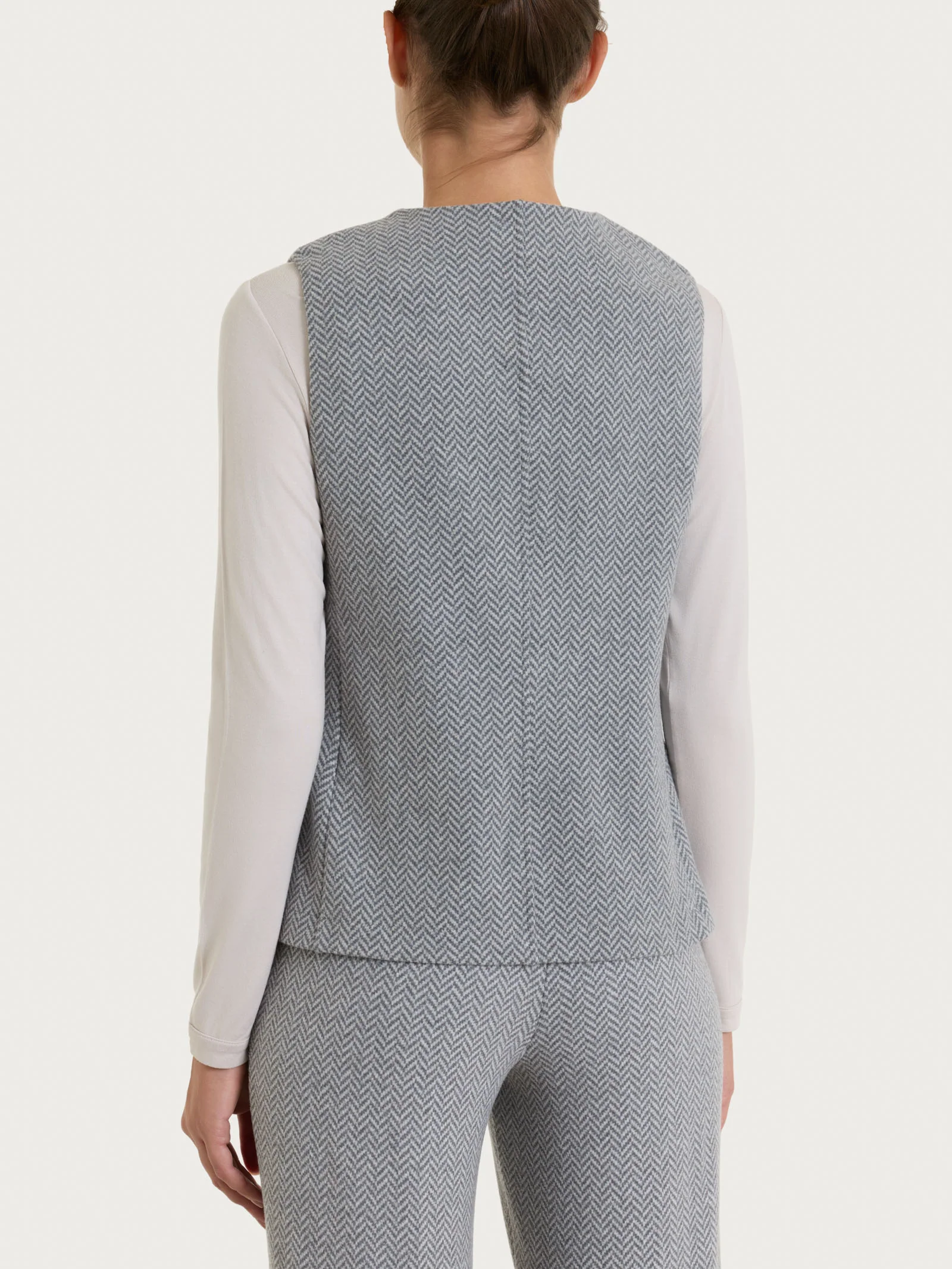 Gilet con quattro bottoni in Eco Jacquard - Fant.Grigio Mel. - Image 2