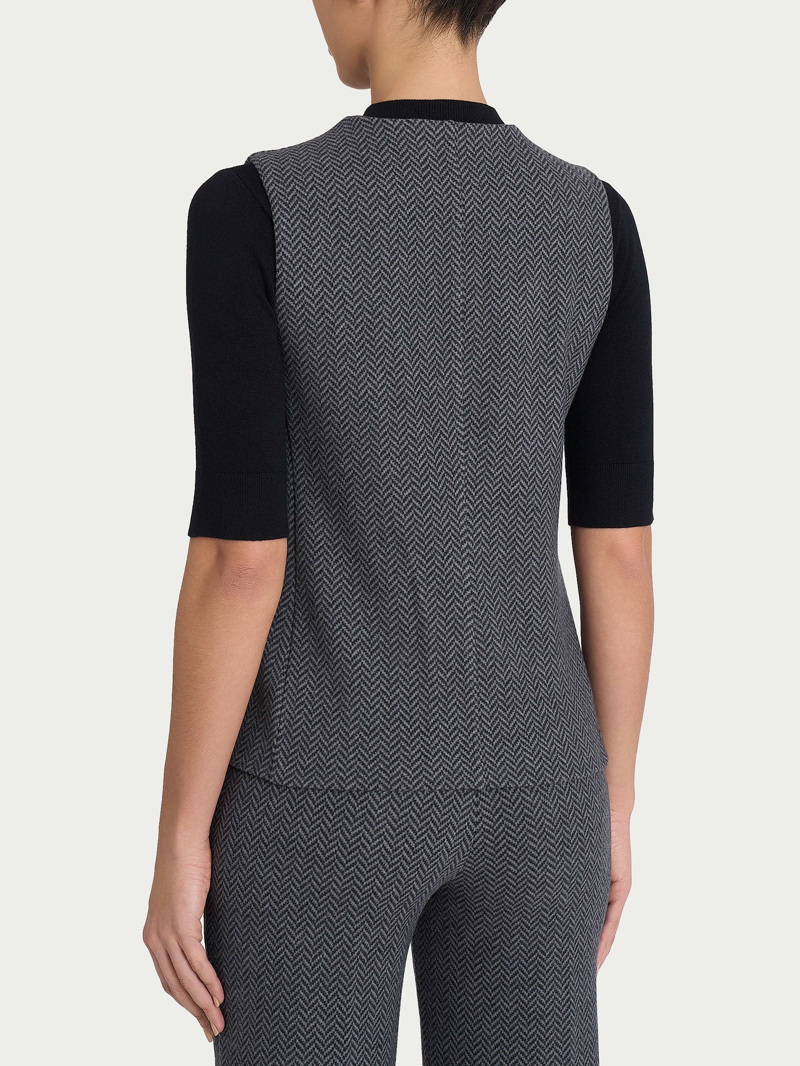 Gilet con quattro bottoni in Eco Jacquard - Fant.Oscuro Mel - Image 2