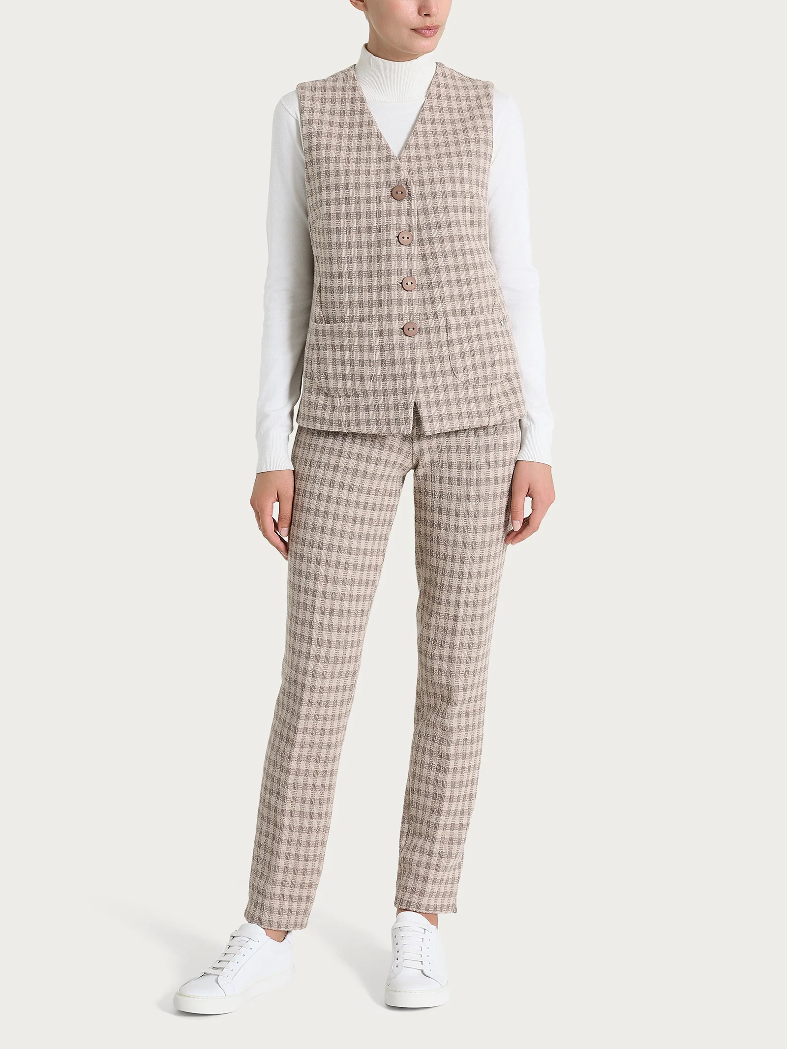 Gilet con quattro bottoni in Eco Jacquard misto lana - Fant. Pine Bark - Image 4