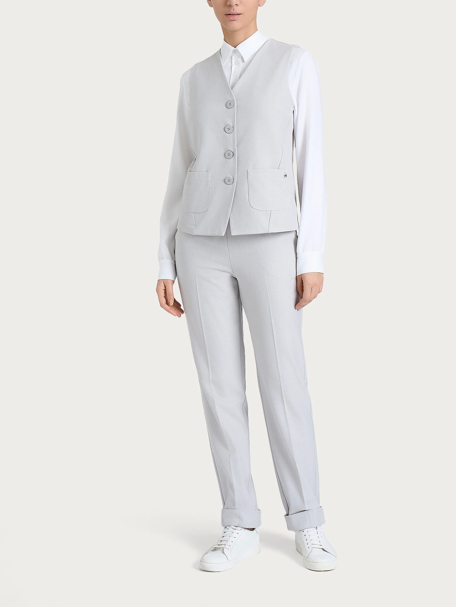 Gilet con quattro bottoni in Flannel Twill - Ghiaia Mel. - Image 4