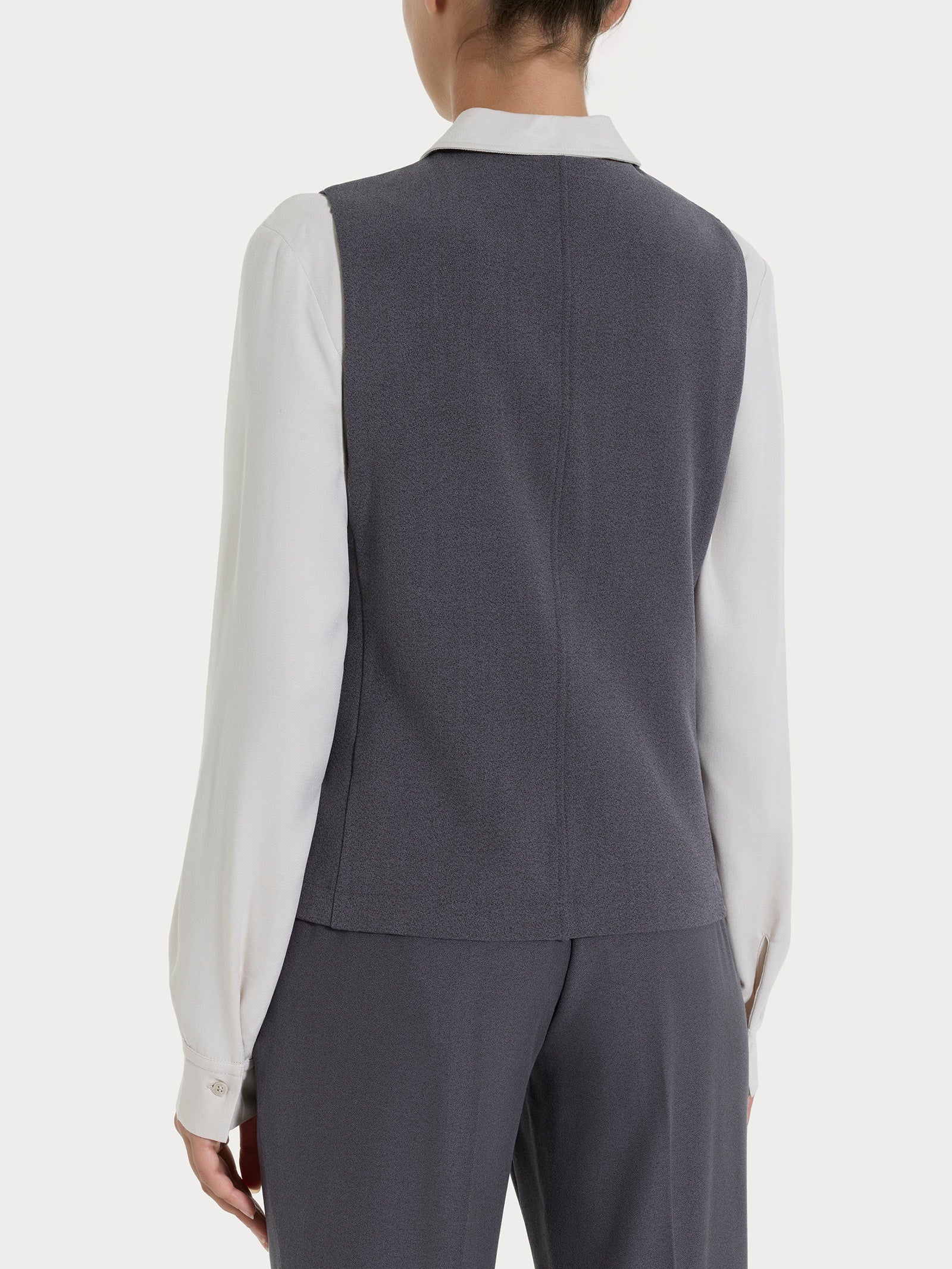Gilet con quattro bottoni in Flannel Twill - Ardesia Mel. - Image 2