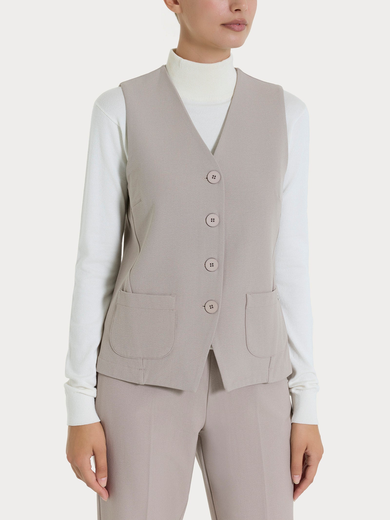 Gilet con quattro bottoni in Flannel Twill - Nude
