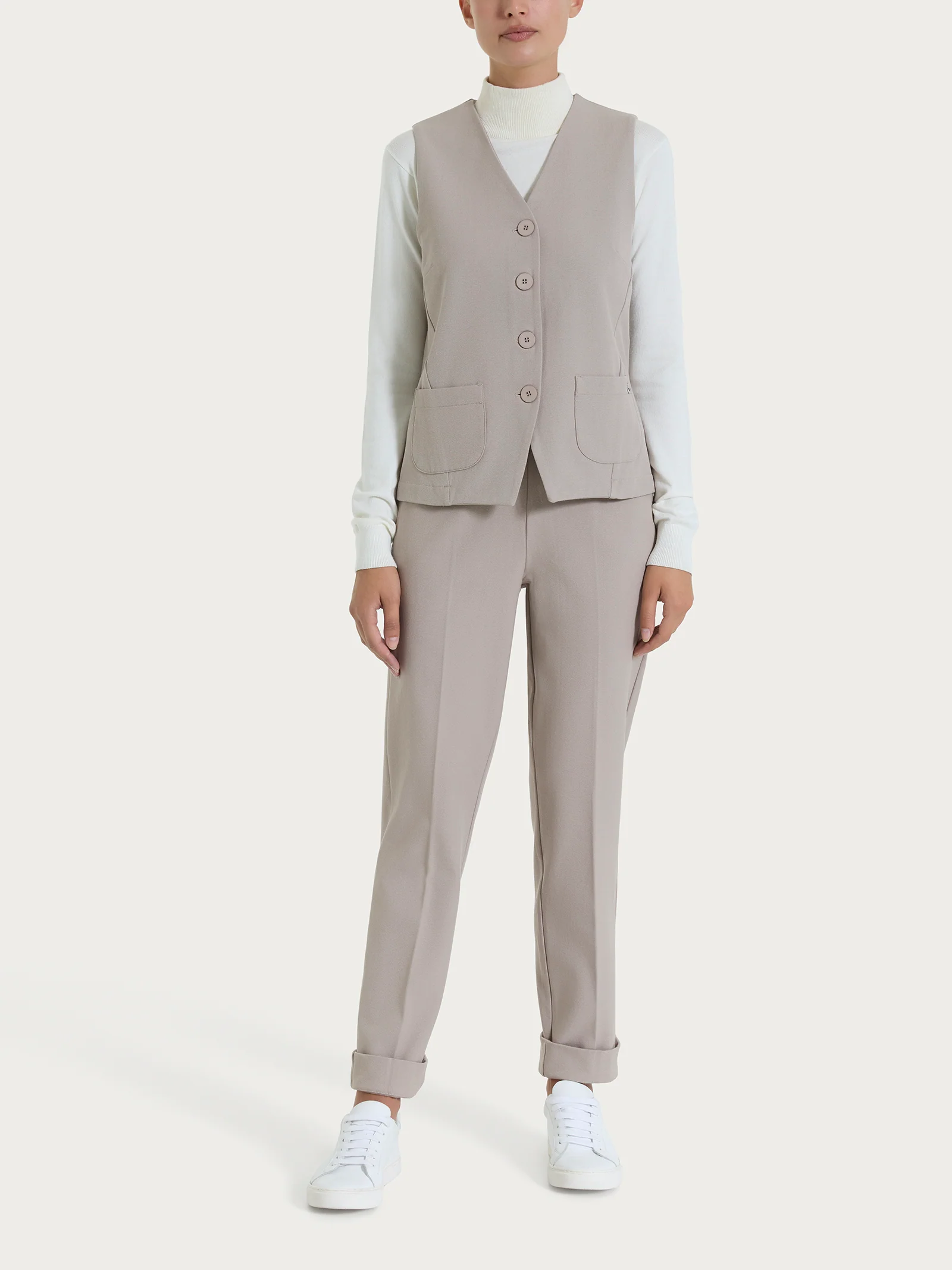 Gilet con quattro bottoni in Flannel Twill - Nude - Image 4