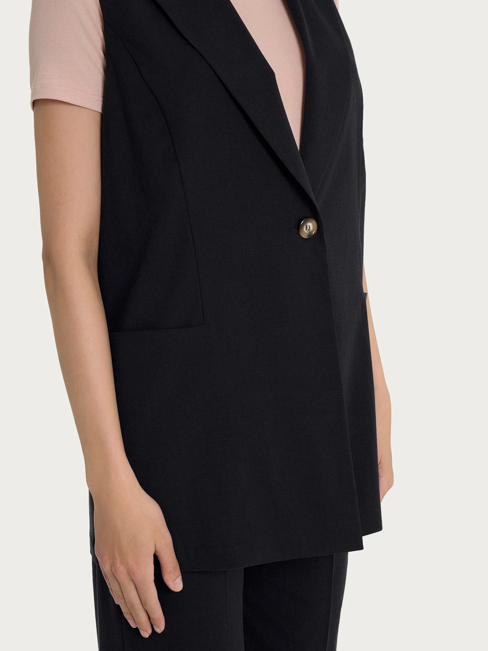 Gilet lungo in Super Natural - Nero - Image 3
