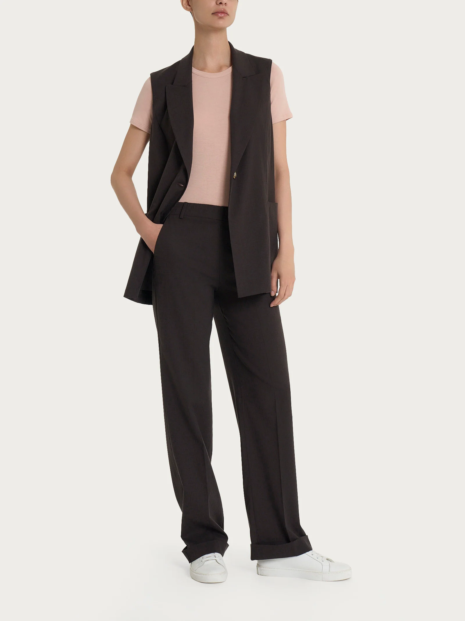 Gilet lungo in Super Natural - Chocolate Torte - Image 5