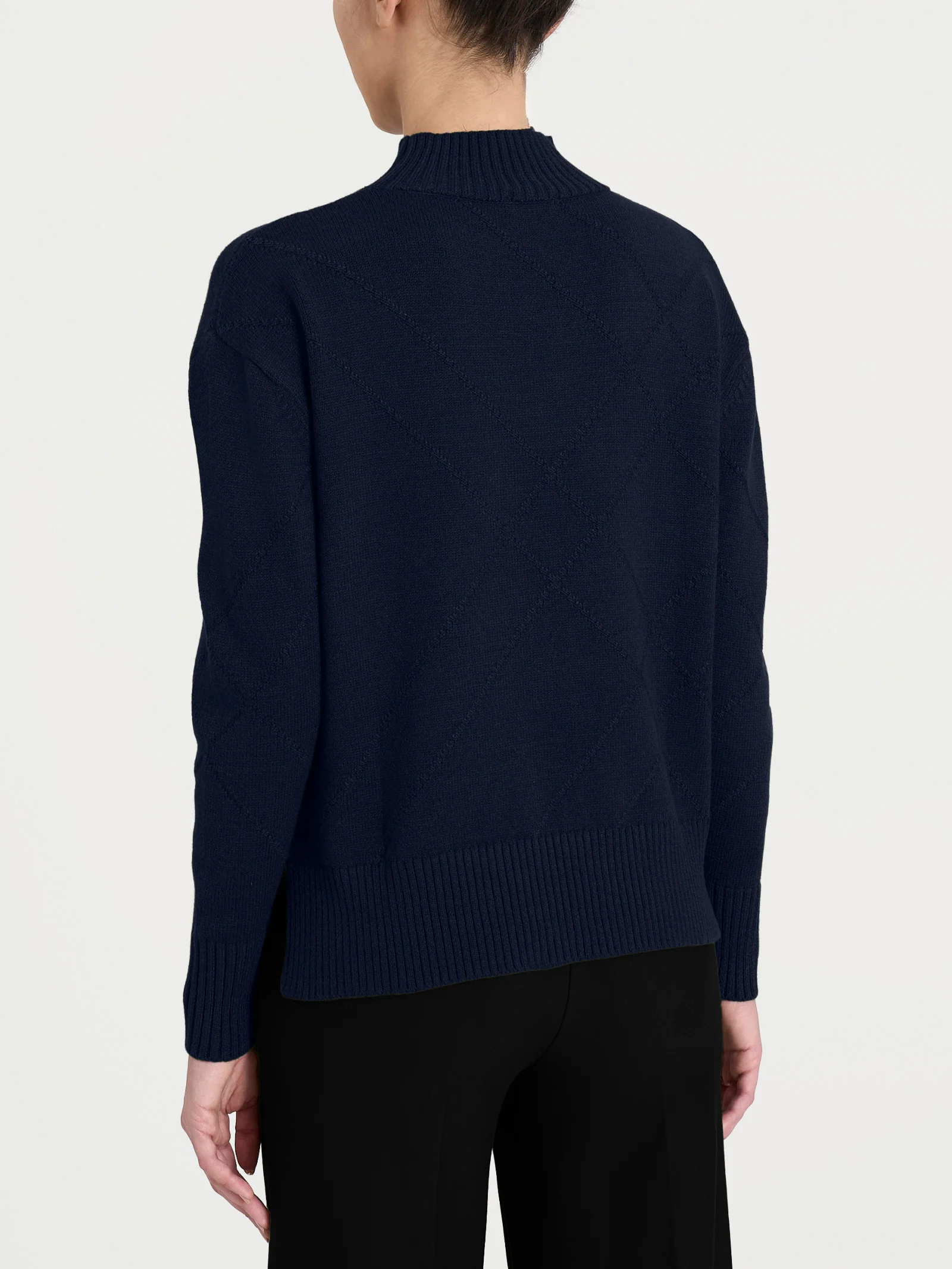 Lupetto con fantasia check diagonale in Super Soft - Bleu - Image 2