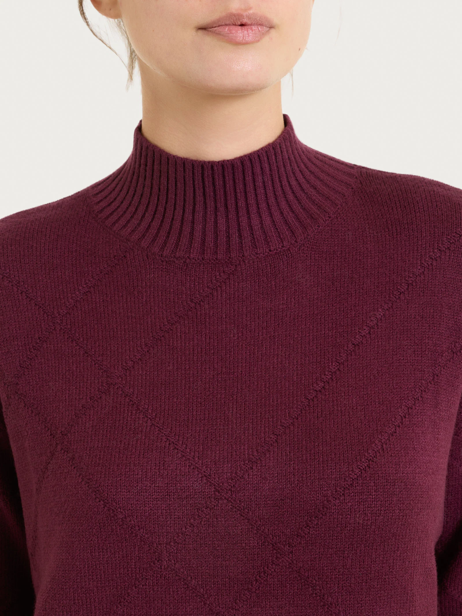 Lupetto con fantasia check diagonale in Super Soft - Fig - Image 3