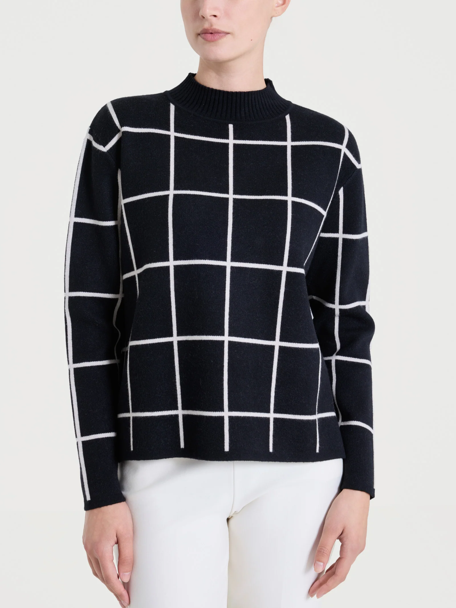 Lupetto con fantasia check in Super Soft - Fant.Nero
