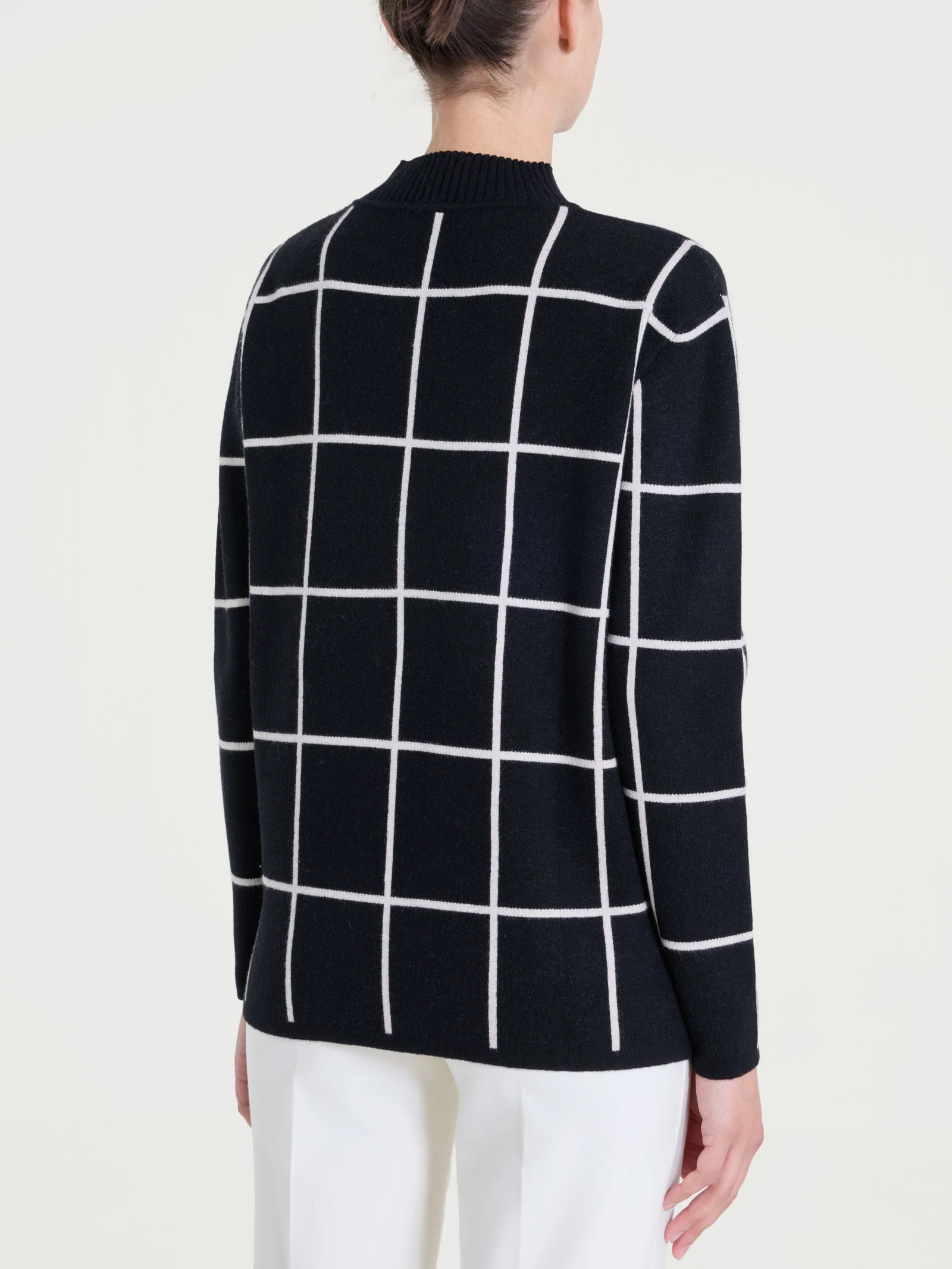 Lupetto con fantasia check in Super Soft - Fant.Nero - Image 2