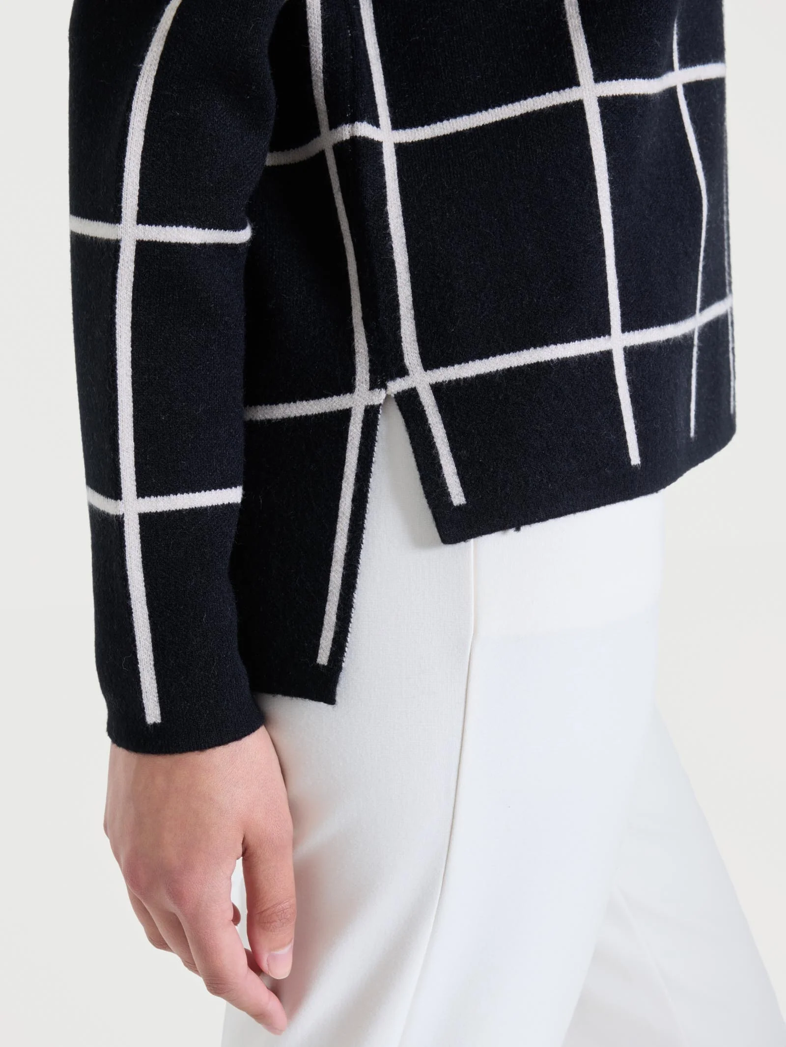 Lupetto con fantasia check in Super Soft - Fant.Nero - Image 3