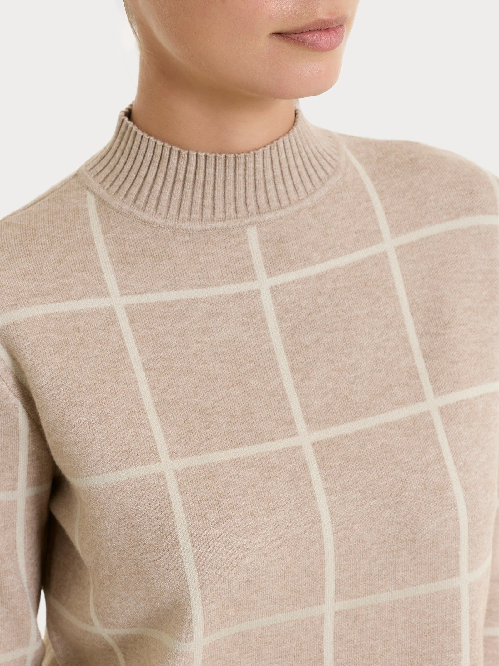Lupetto con fantasia check in Super Soft - Fant.Cammello Mel. - Image 3