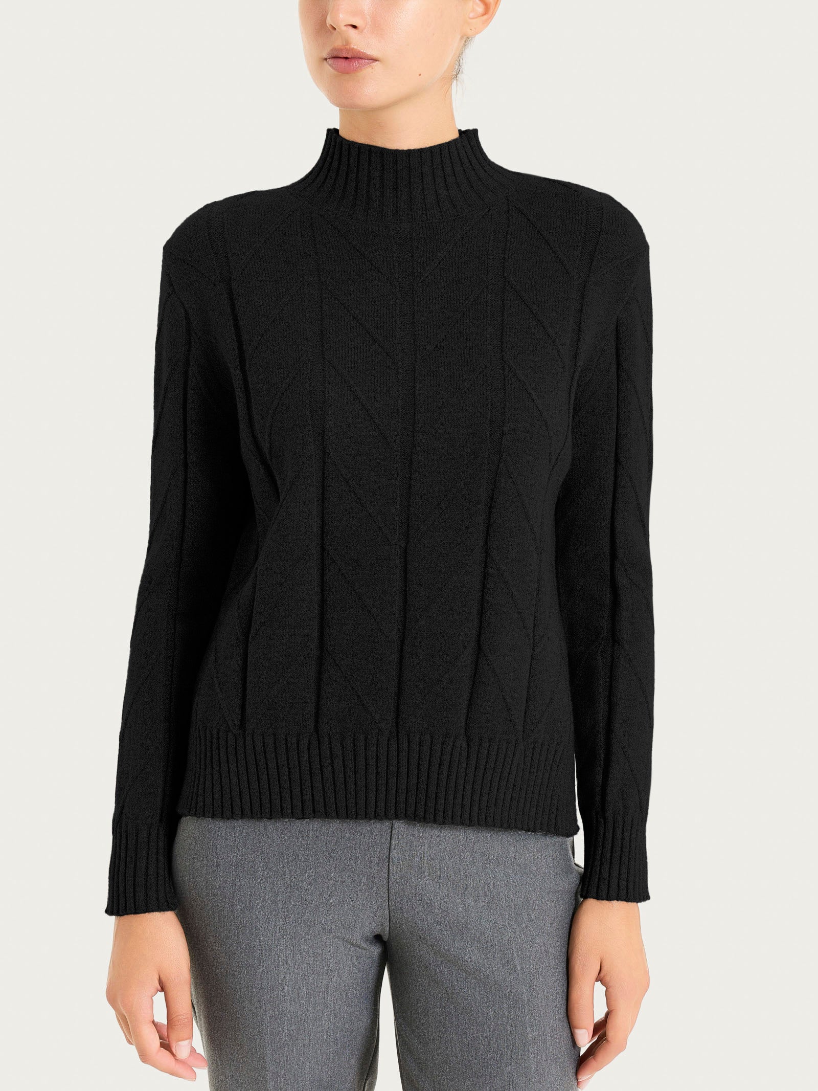 Lupetto con punto spiga in Super Soft - Nero