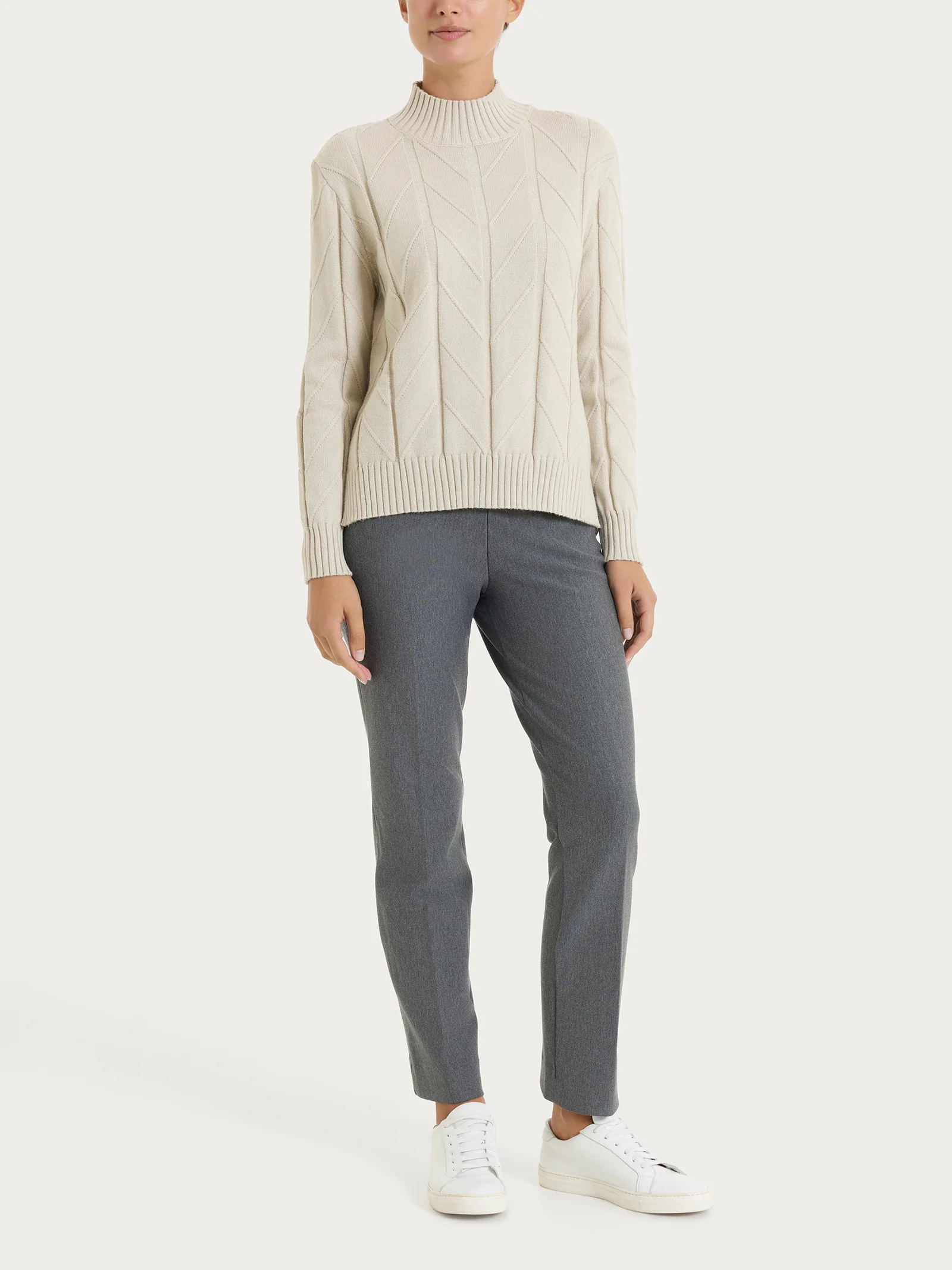 Lupetto con punto spiga in Super Soft - Champignon - Image 4