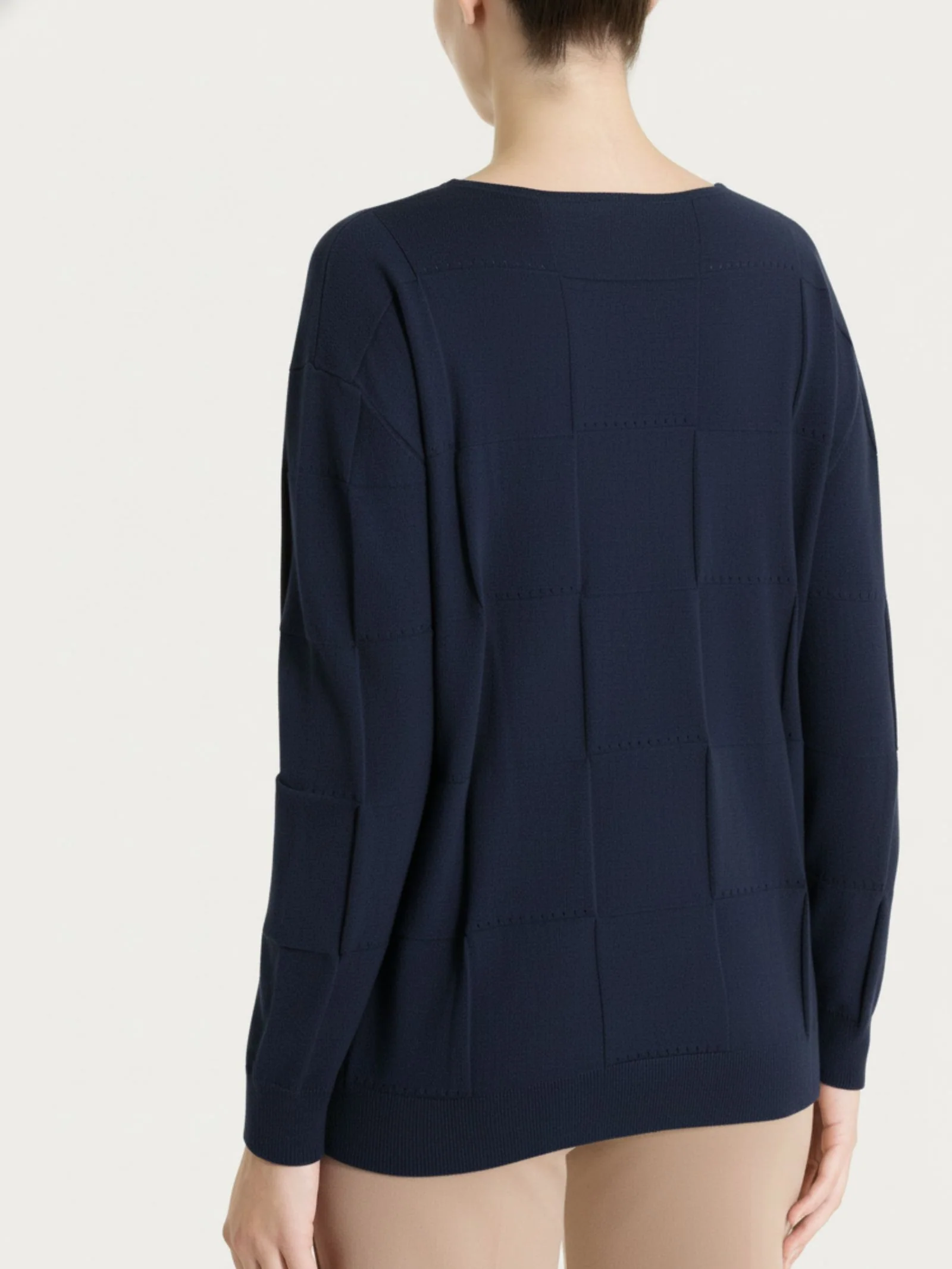 Maglia a manica lunga con fantasia check in Puro Cotone - Bleu - Image 2