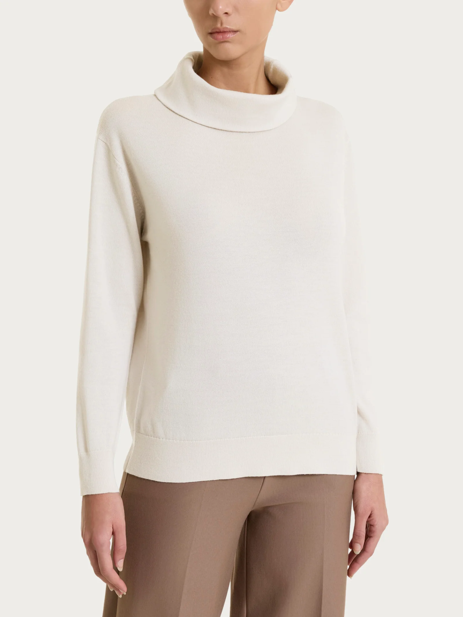 Maglia con collo a ciambella in Merino Soft - Avorio