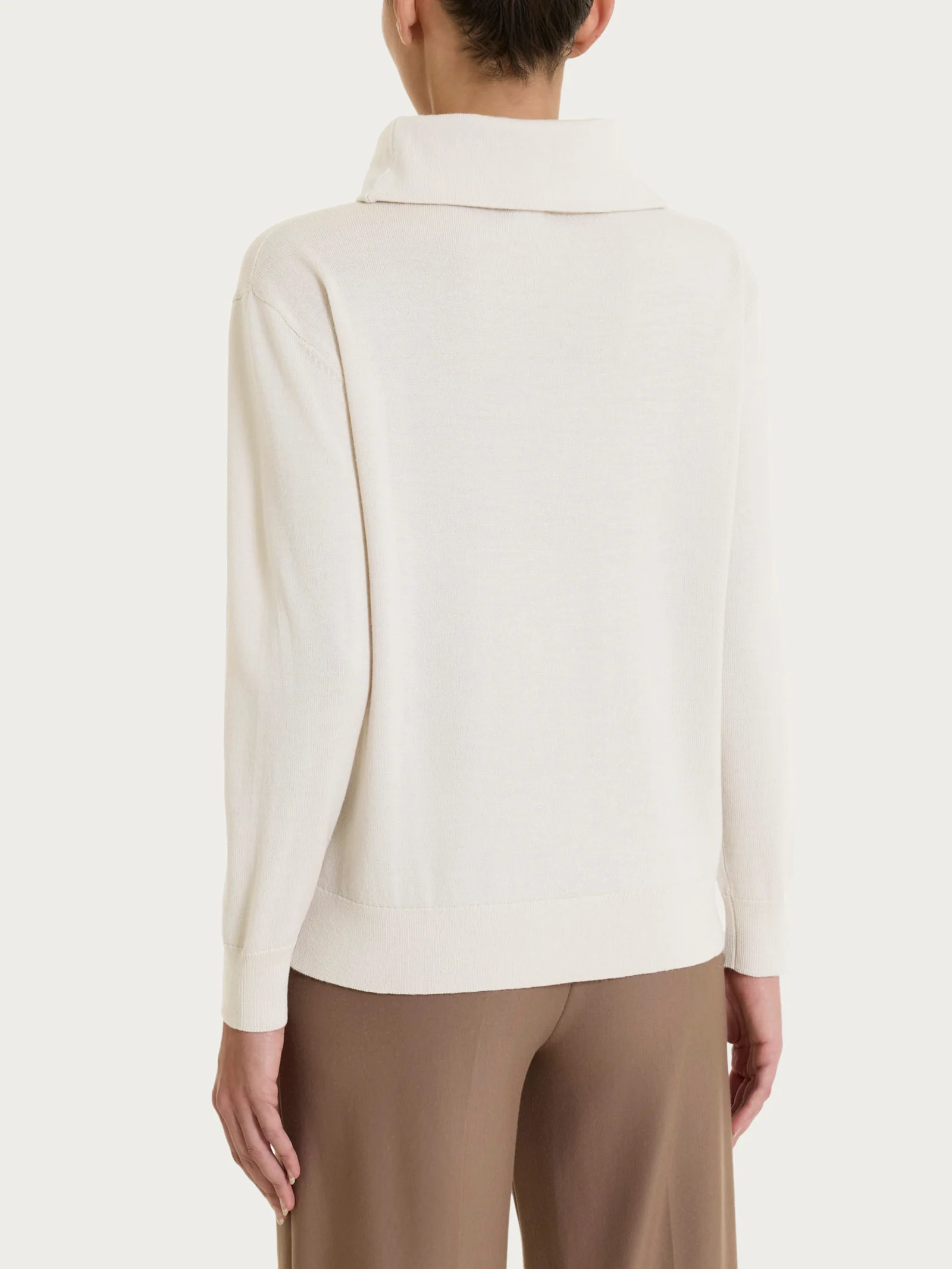 Maglia con collo a ciambella in Merino Soft - Avorio - Image 2