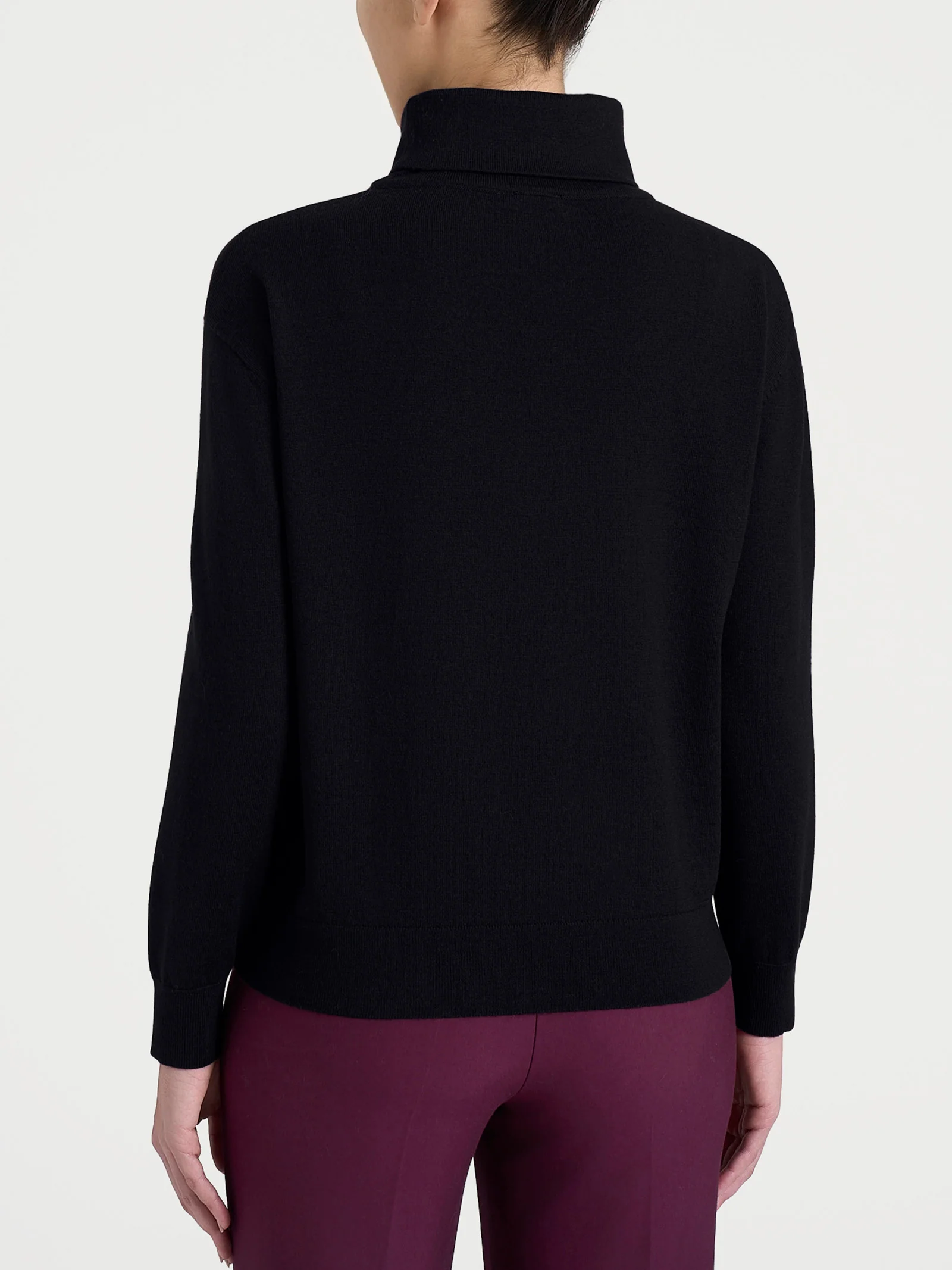 Maglia con collo a ciambella in Merino Soft - Nero - Image 2