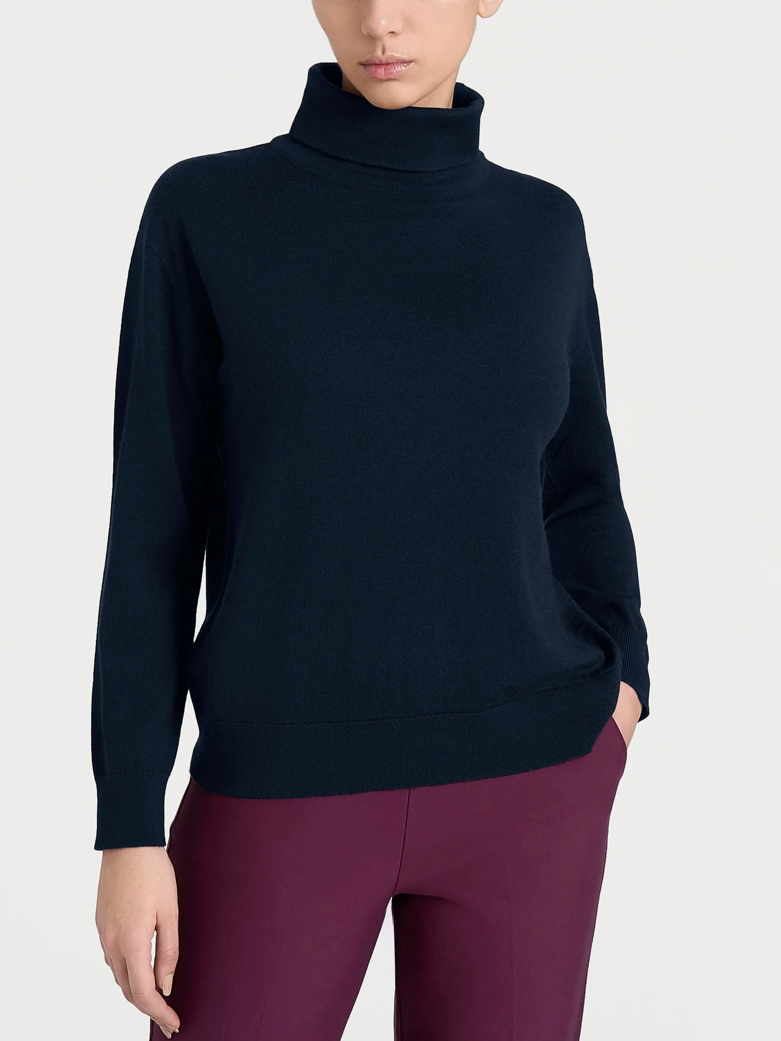 Maglia con collo a ciambella in Merino Soft - Bleu