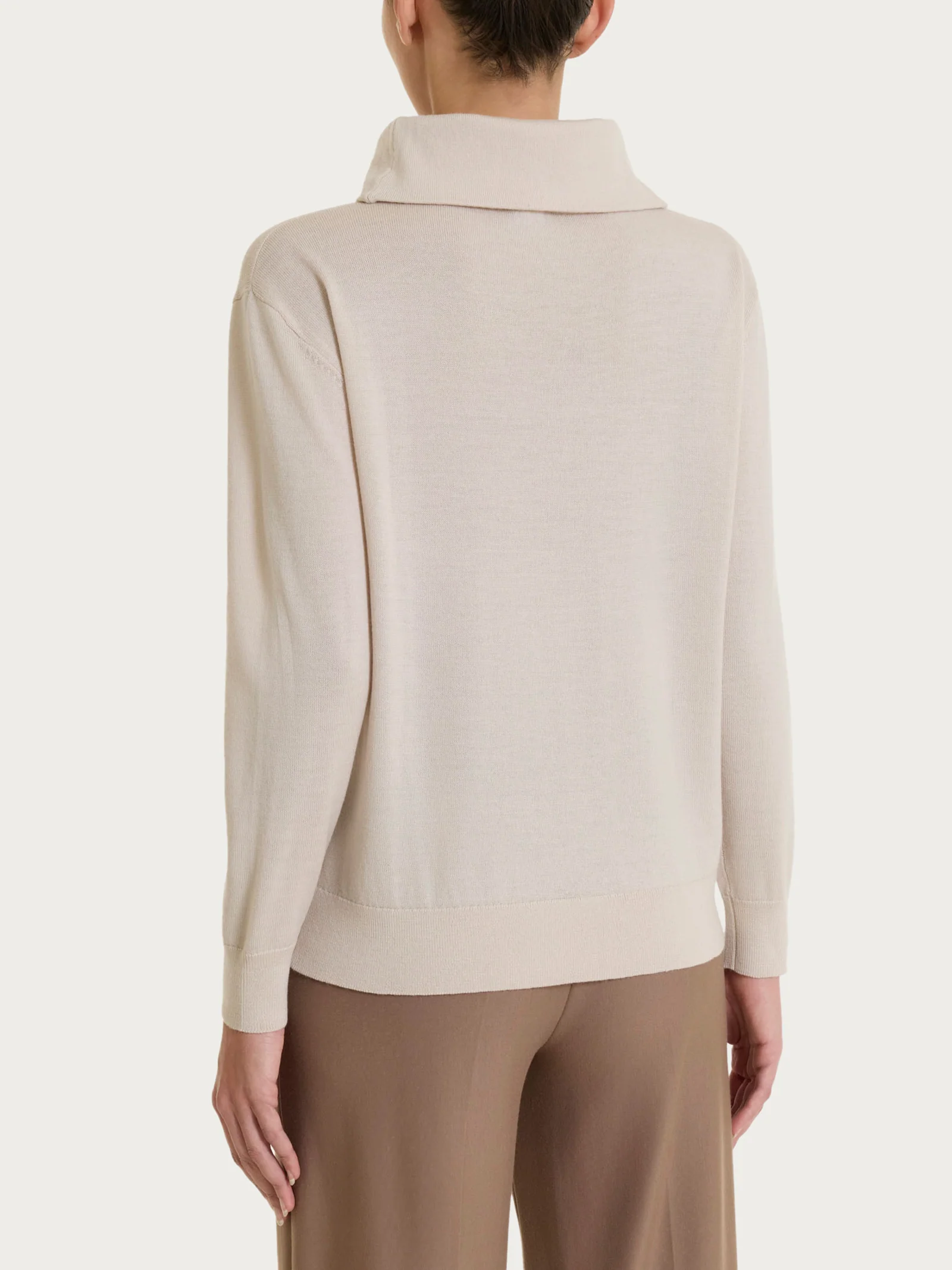 Maglia con collo a ciambella in Merino Soft - Champignon - Image 2