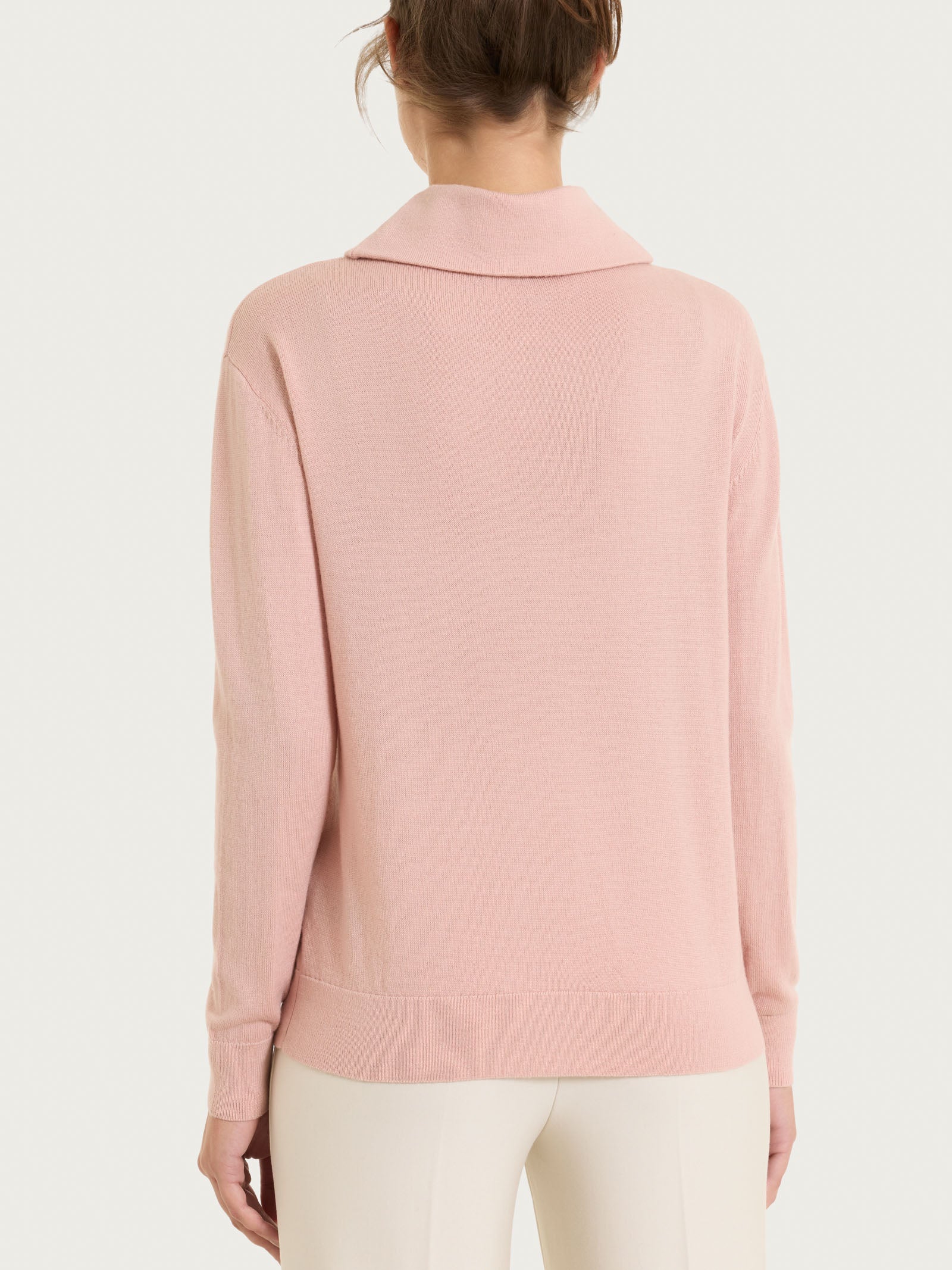 Maglia con collo a ciambella in Merino Soft - Cameo Rose - Image 2