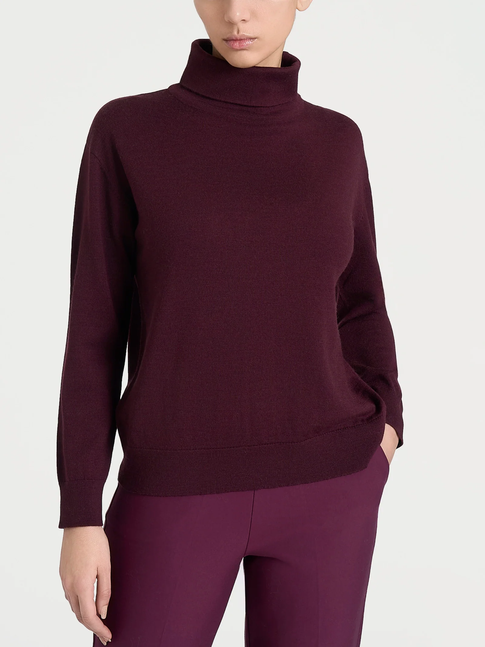 Maglia con collo a ciambella in Merino Soft - Fig