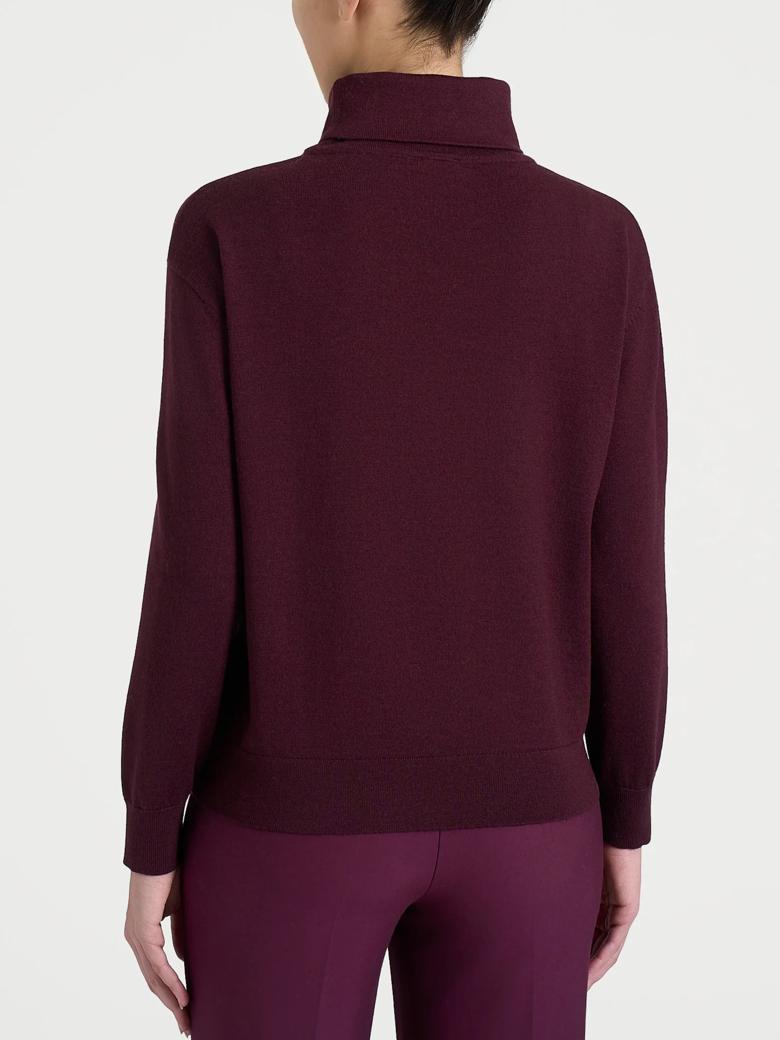 Maglia con collo a ciambella in Merino Soft - Fig - Image 2