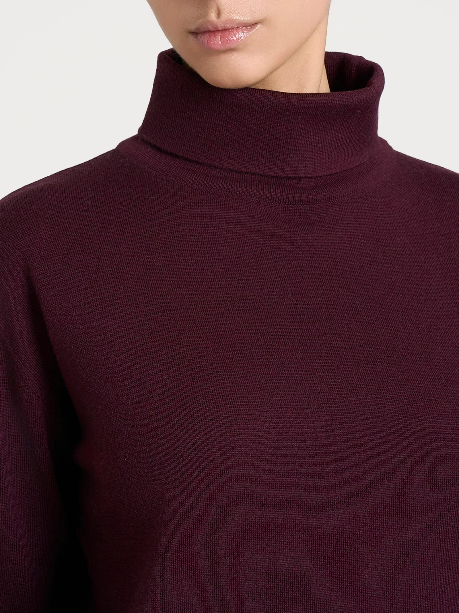Maglia con collo a ciambella in Merino Soft - Fig - Image 3