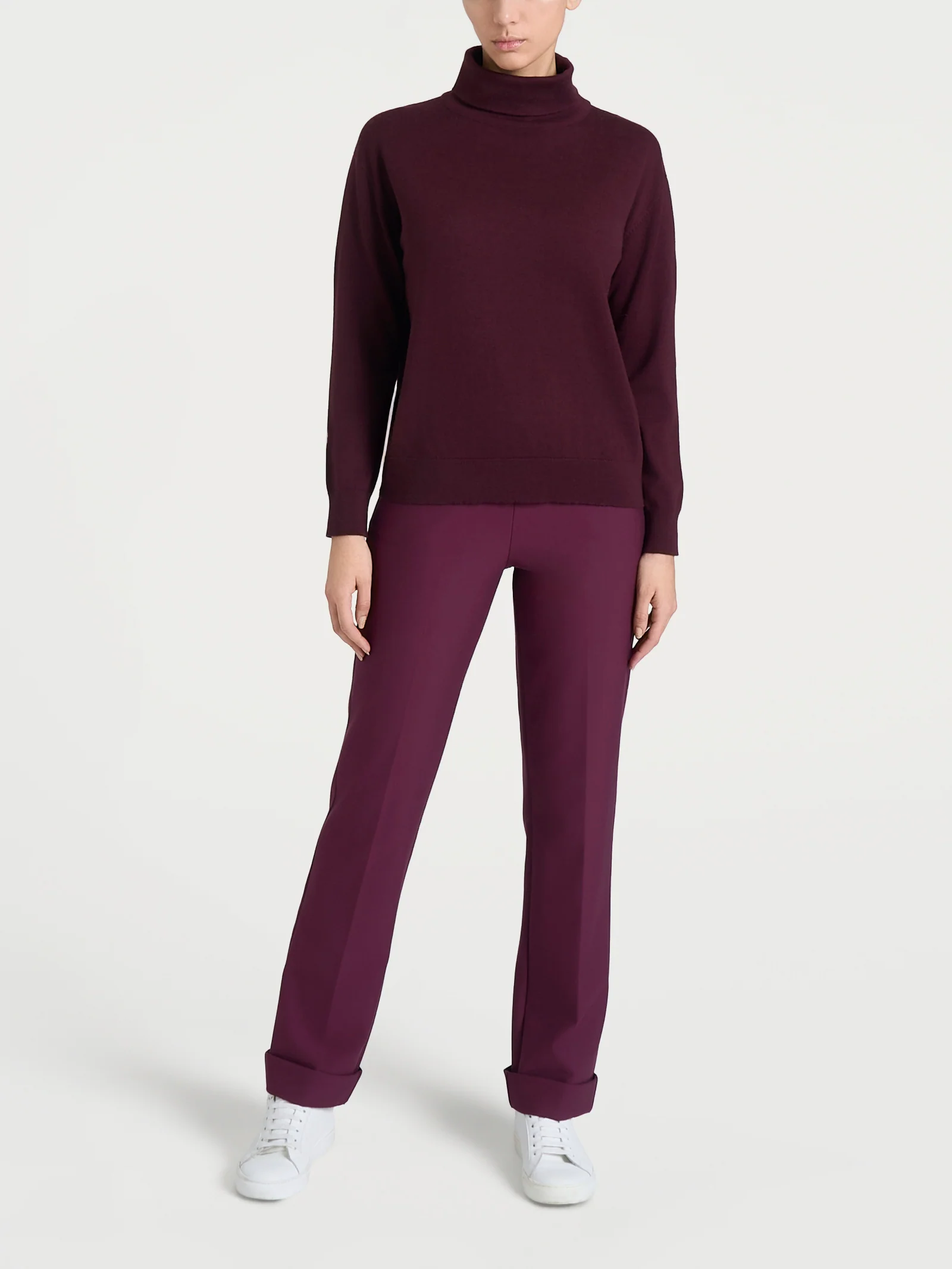 Maglia con collo a ciambella in Merino Soft - Fig - Image 4