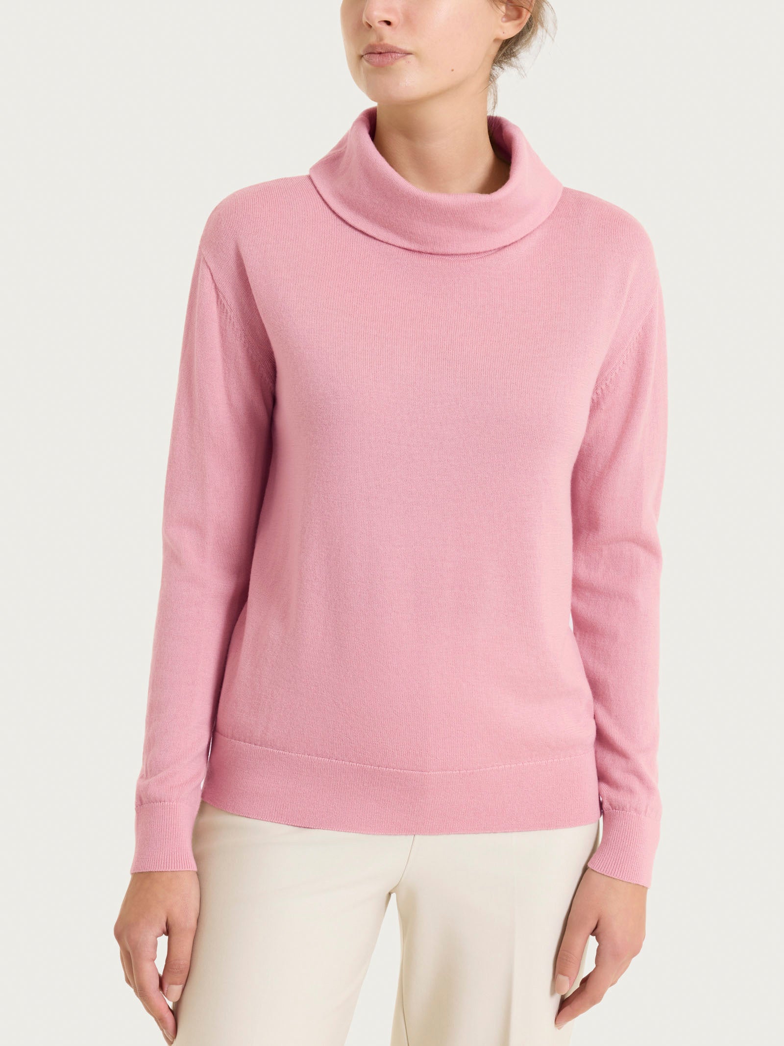 Maglia con collo a ciambella in Merino Soft - Lilas