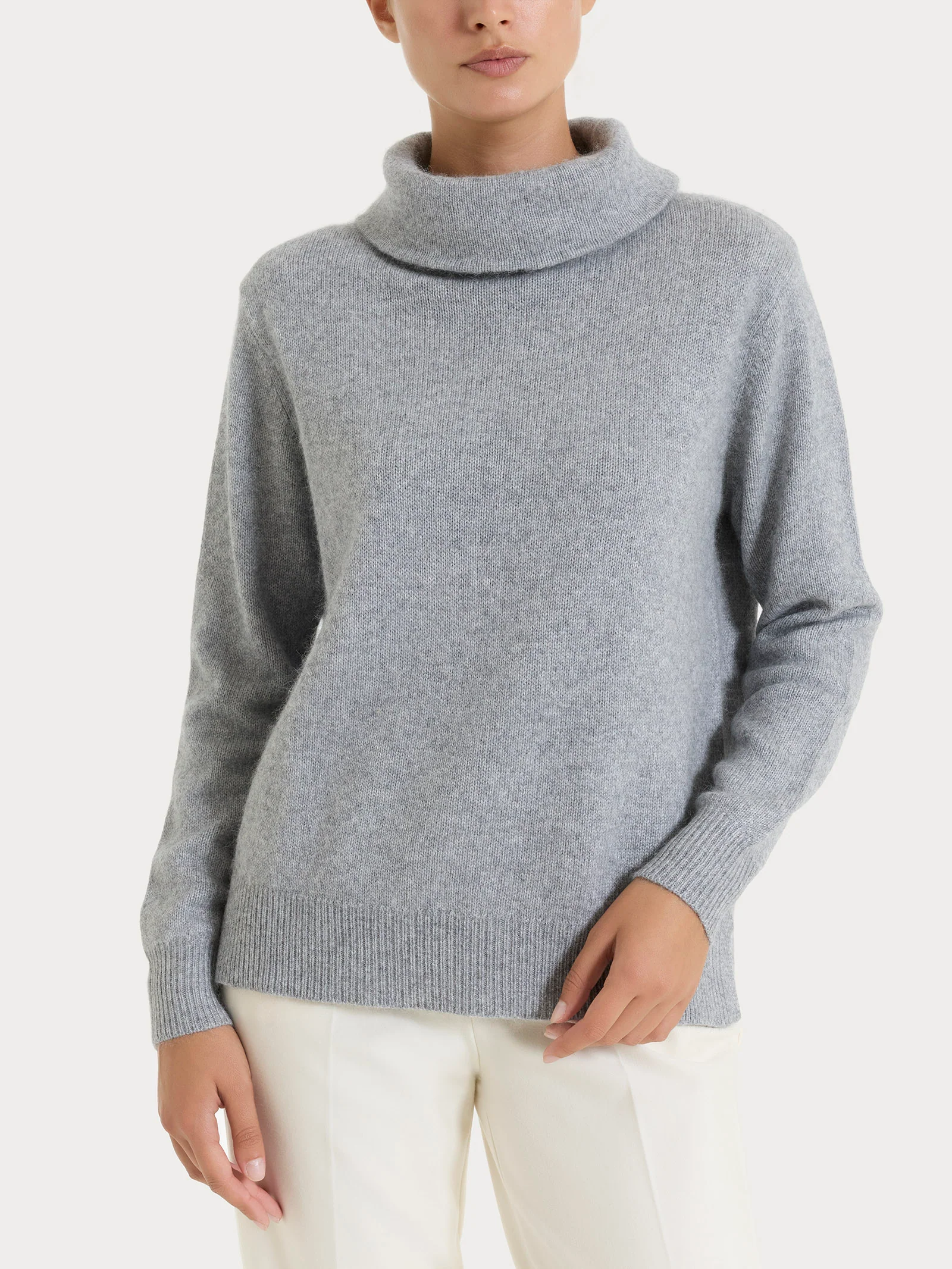 Maglia con collo a ciambella in Natural Soft - Ghiaia Mel.