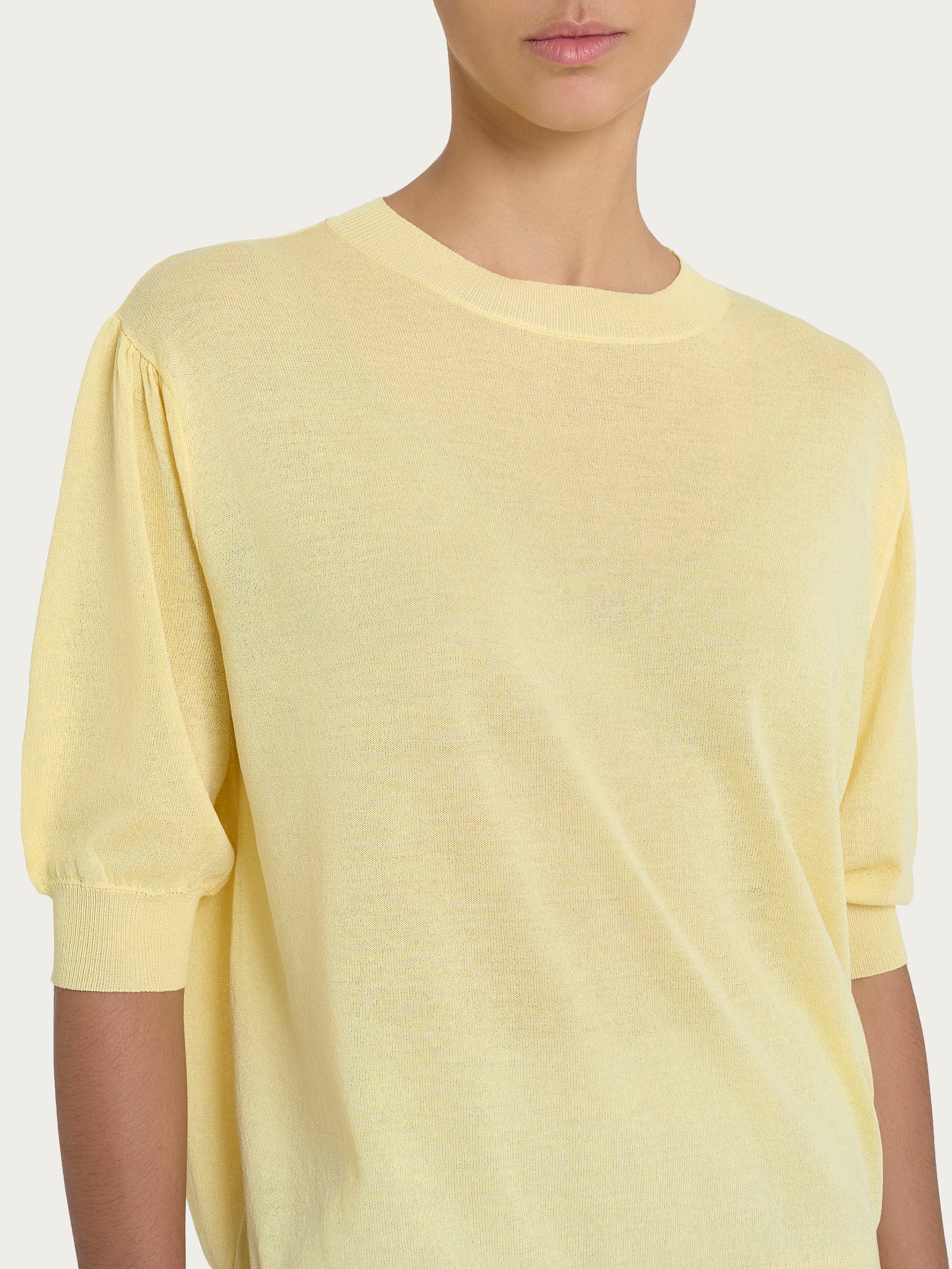 Maglia con manica a palloncino in Crêpe - Pale Banana - Image 3